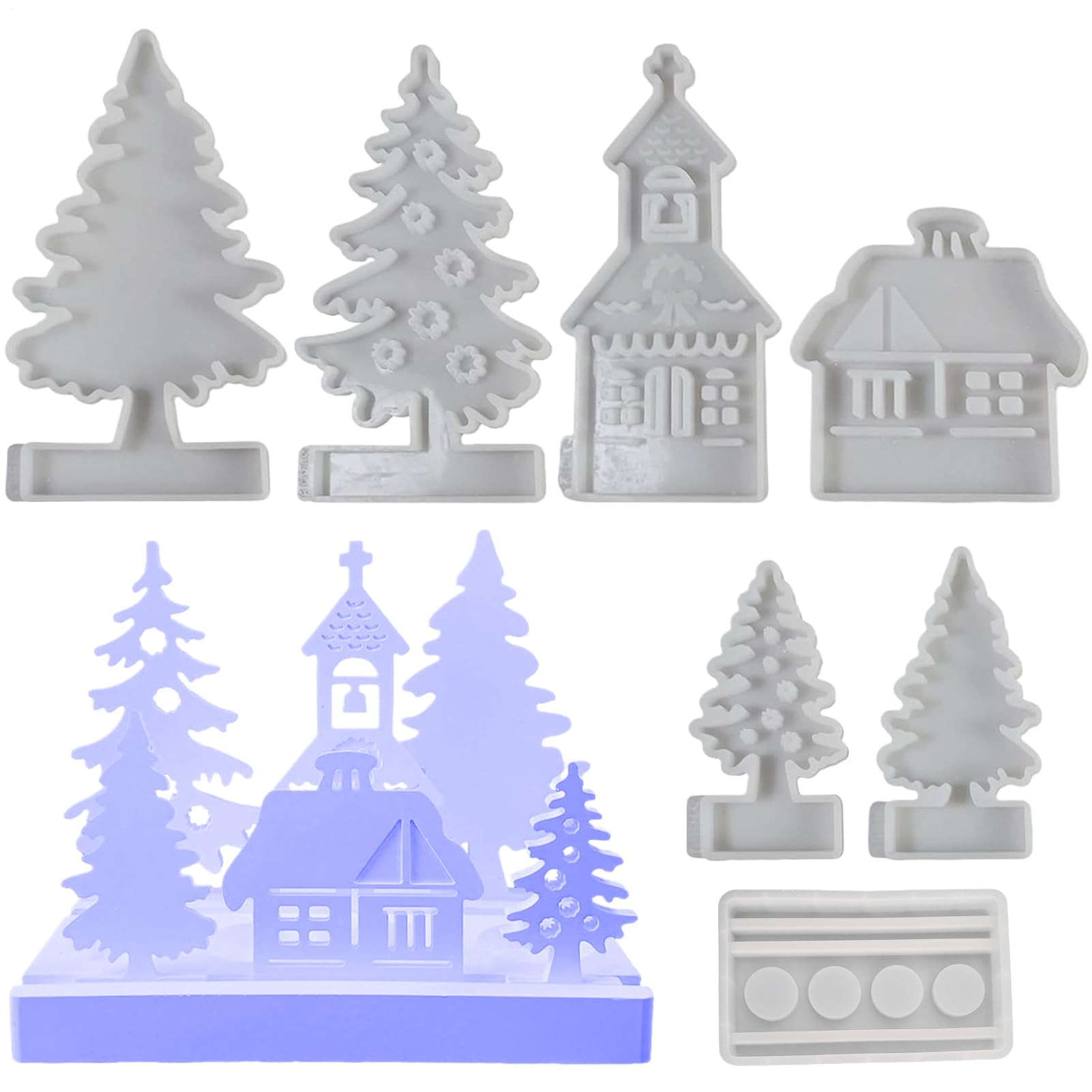 in resina di Natale, stampo per sapone a forma di casa 'albero di Natale, stampo in silicone per colata in resina, decorazione in gesso, aromaterapia, ornamento artigianale