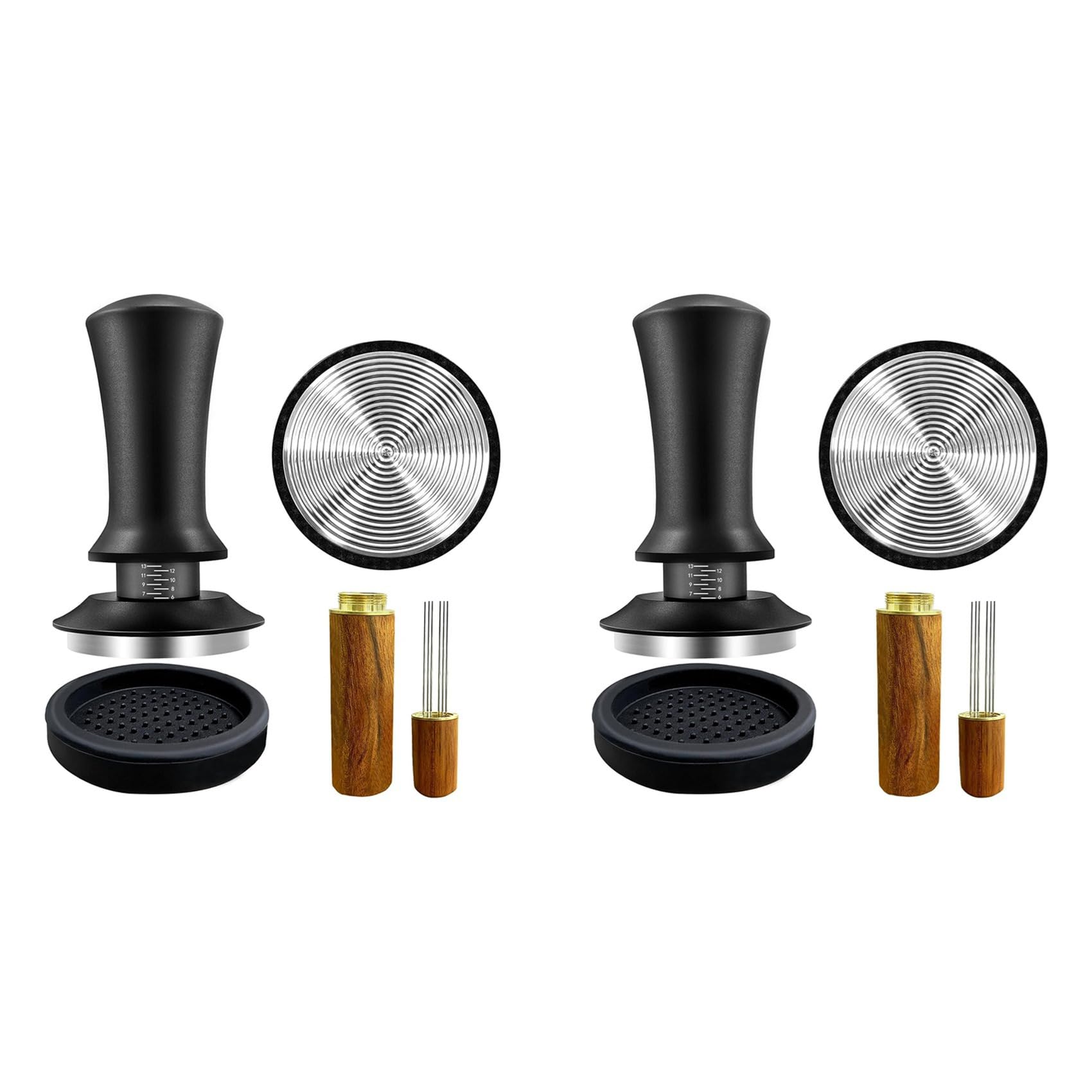 Hndhbfgrt 2X Coffee Espresso Tamper 51mm with WDT Tool Calibrated Spring Loaded, with Silicone Mat, for Espresso Coffee Machine