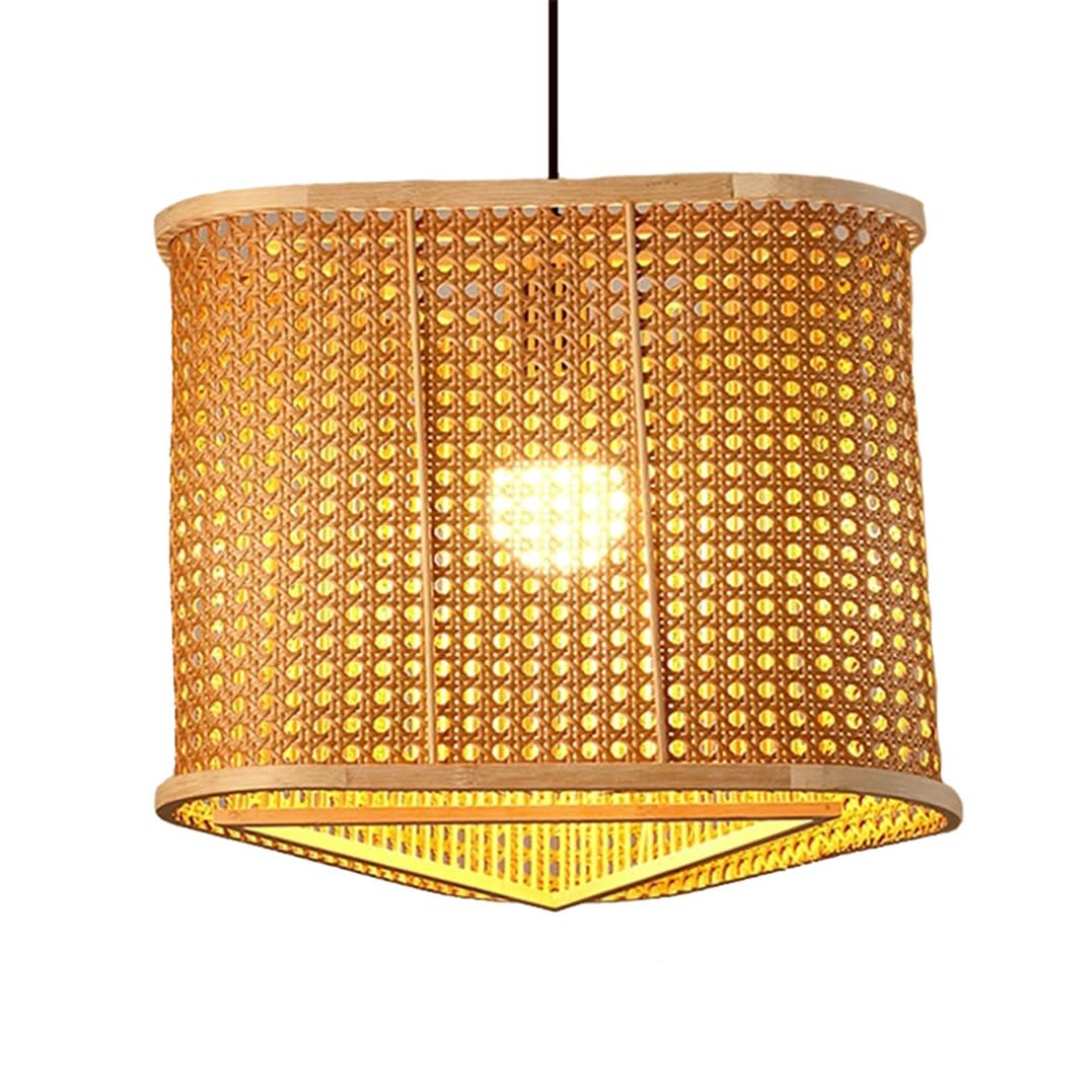 CWVYKNP Rustic Cabin Dining Room Pendant Chandelier Vintage Tropical Bamboo Pendant Light Fixture Classical Cone Ceiling Light Fixtures Flush Mount for Hallway Bedroom Kitchen Entryway