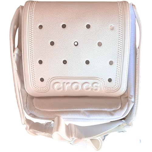 Crocs Classic Crossbody Bag White with Adjustable Strap, Pockets & Jibbitz Charm Holes