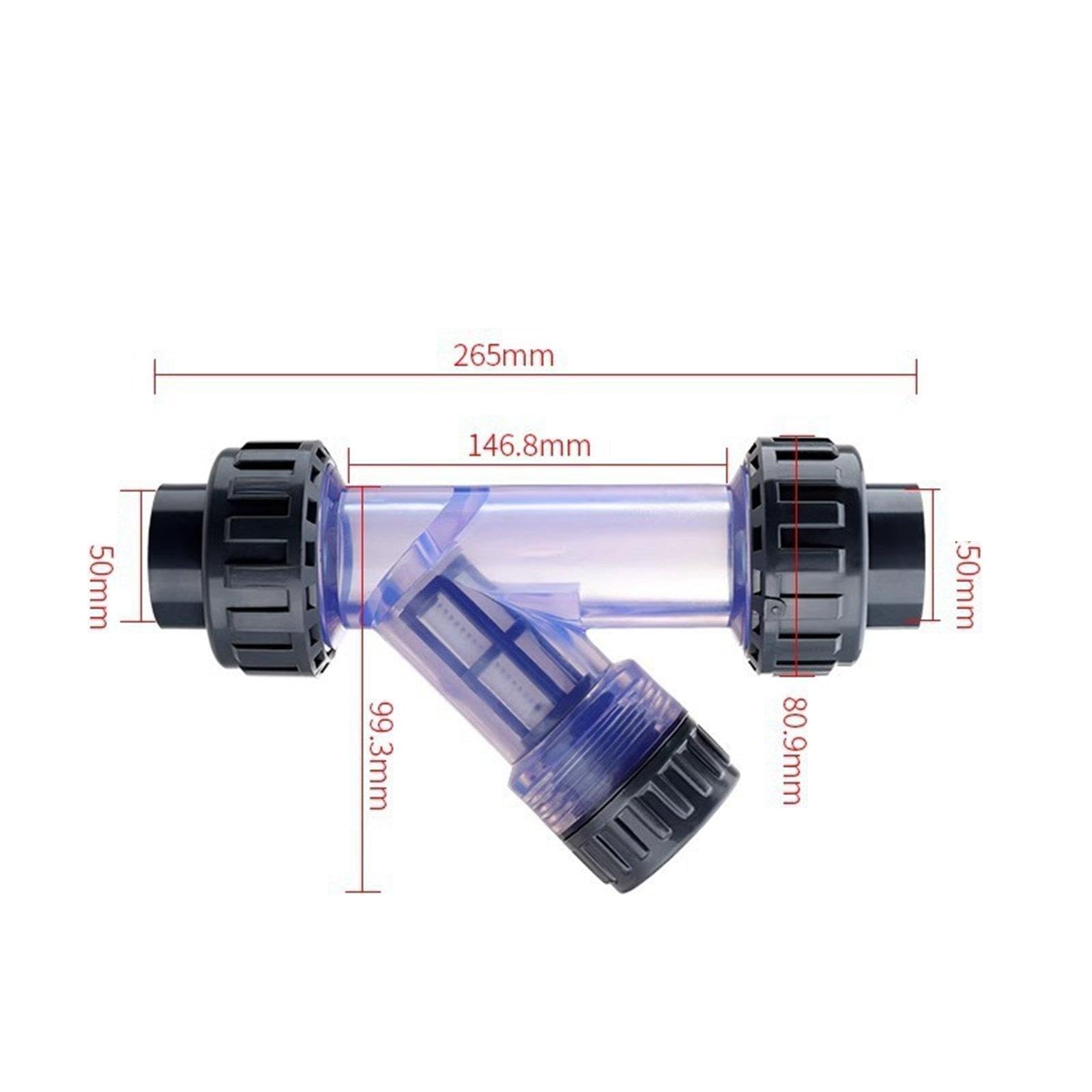 Baoblaze Purificador de Agua con Filtro en Y para tubería, eficiente, fácil instalación, Cuerpo Transparente, Accesorios compatibles con Agua, Filtro para, 50 Milímetros