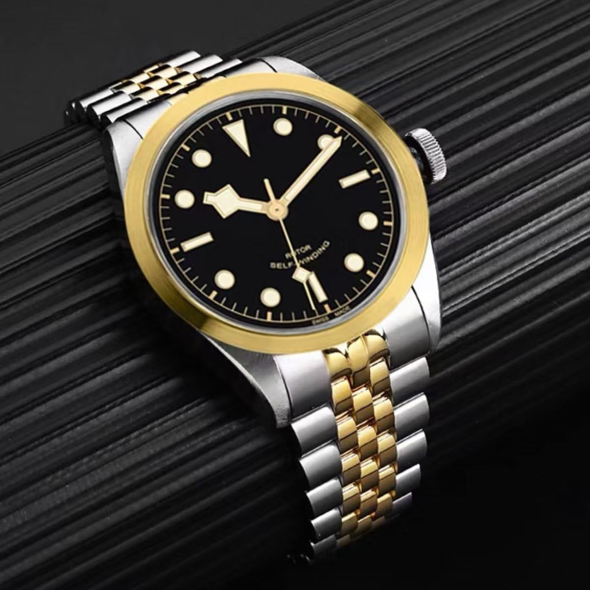 Stainless Steel Watch Band Curved Ends Tapered 18mm 19mm 20mm 21mm 22mm 24mmFlexible Metal Watch Strap Smartwatch Bracelet Deployment Double FlipLock Buckle Silver Black Gold