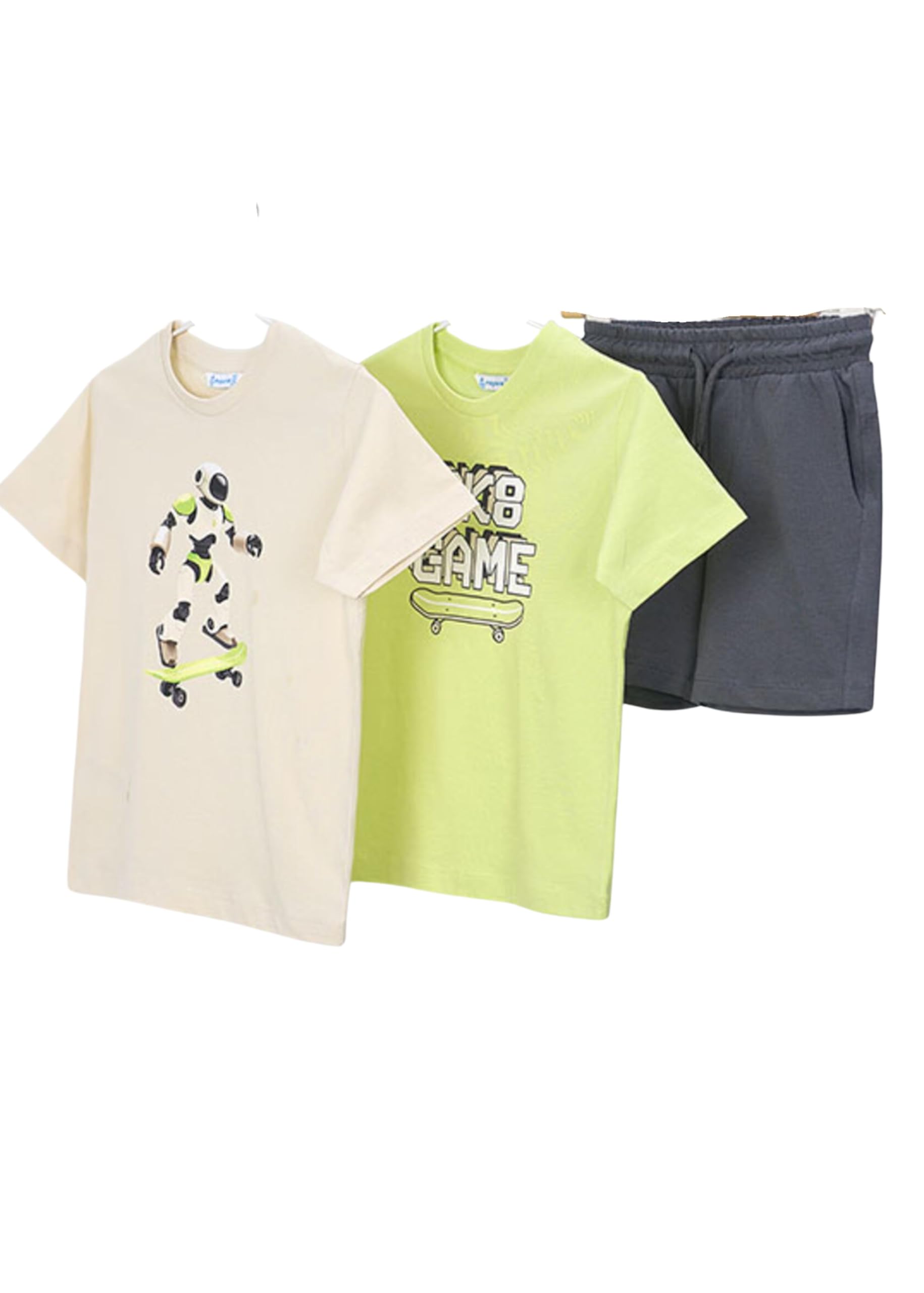 Mayoral Conjunto Niño Verano 3 Piezas – 2 Camisetas Manga Corta y Bermuda – Ropa Infantil Cómoda 2 a 9 Años