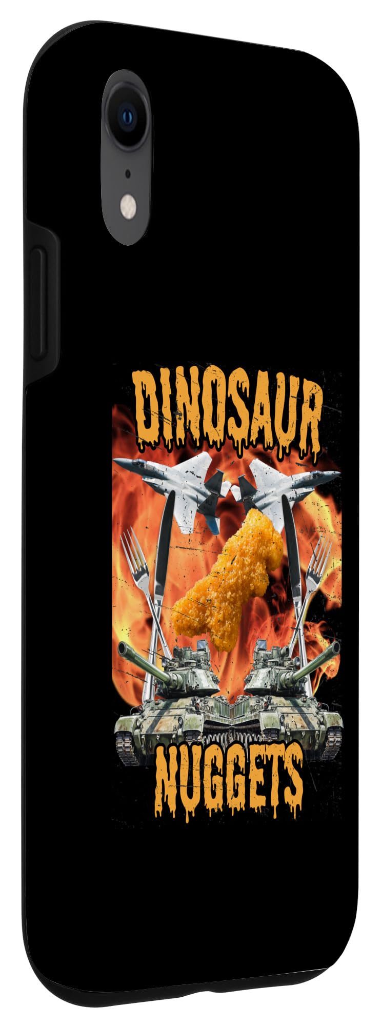iPhone XR Funny Dinosaur Chicken Nugget Bootleg Hardcore Flames Meme Case - Image 3