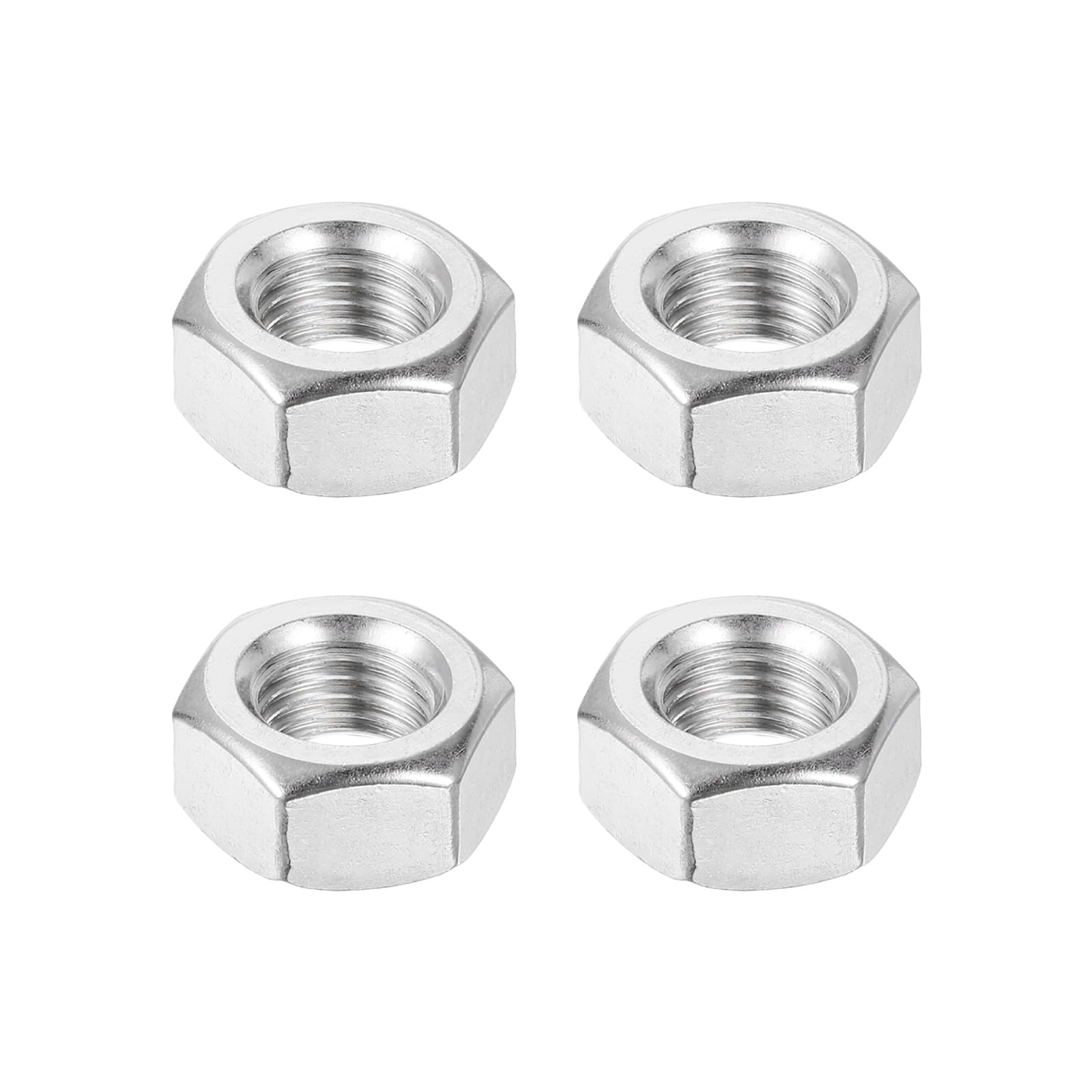 sourcing map M12x1.5mm Hex Nuts, 4Pcs 304 Stainless Steel Metric Fine Thread Hexagon Lock Nuts Fasteners for Machinery Automotive Industrial Use, 19mm / 0.75" Width 10mm / 0.39" Height