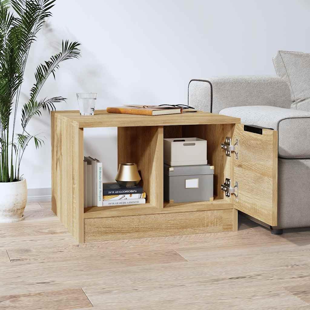 Mesa de centro de madera de roble Sonoma, 50 x 50 x 36 cm, moderna mesa de salón con espacio de almacenamiento y estante, mesa de sofá ideal para salón y mesa auxiliar