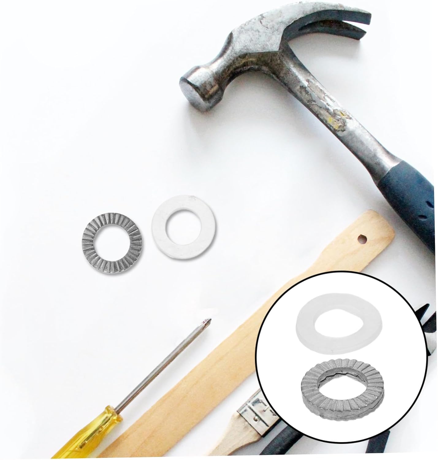 Ciieeo Lock Washers for Drum Rack Mounting, 6.5mm Id Metal and Plastic Wedge Locking Safety Washers with Plastic Gaskets, Quick Installation and Flexible Mounting for Drum Hardware