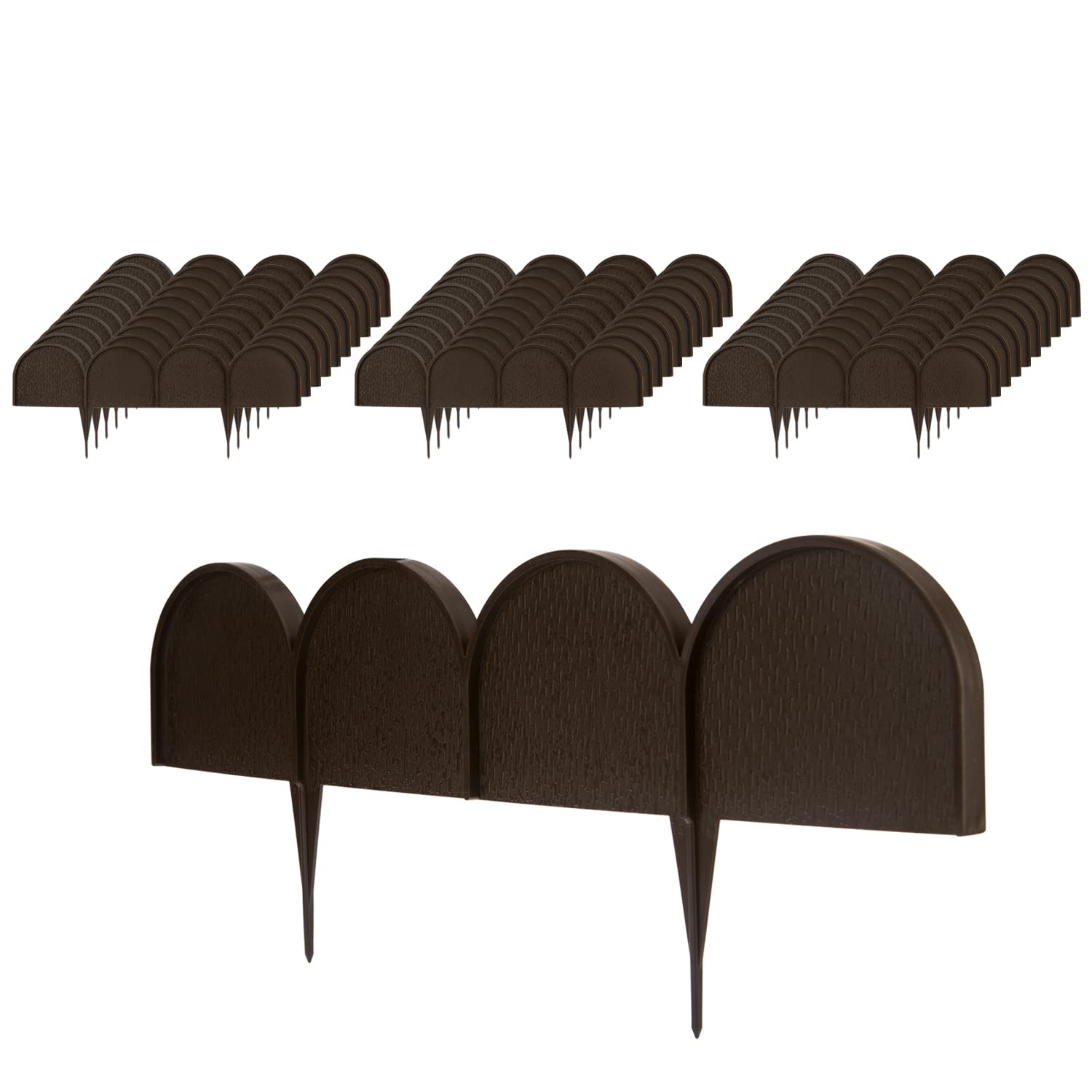 Evelyne Bordura da giardino a semicerchio (semicerchio) design ad arco – 30 pezzi marrone cortile paesaggistica recinzione rivestimento prato bordo barriera – 12,2 m kit di pannelli decorativi per