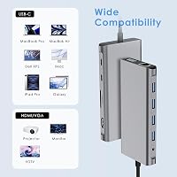 SZPACMATE 12 az 1-ben USB-C dokkoló állomás 4K HDMI VGA Ethernet SD kártyaolvasó 9