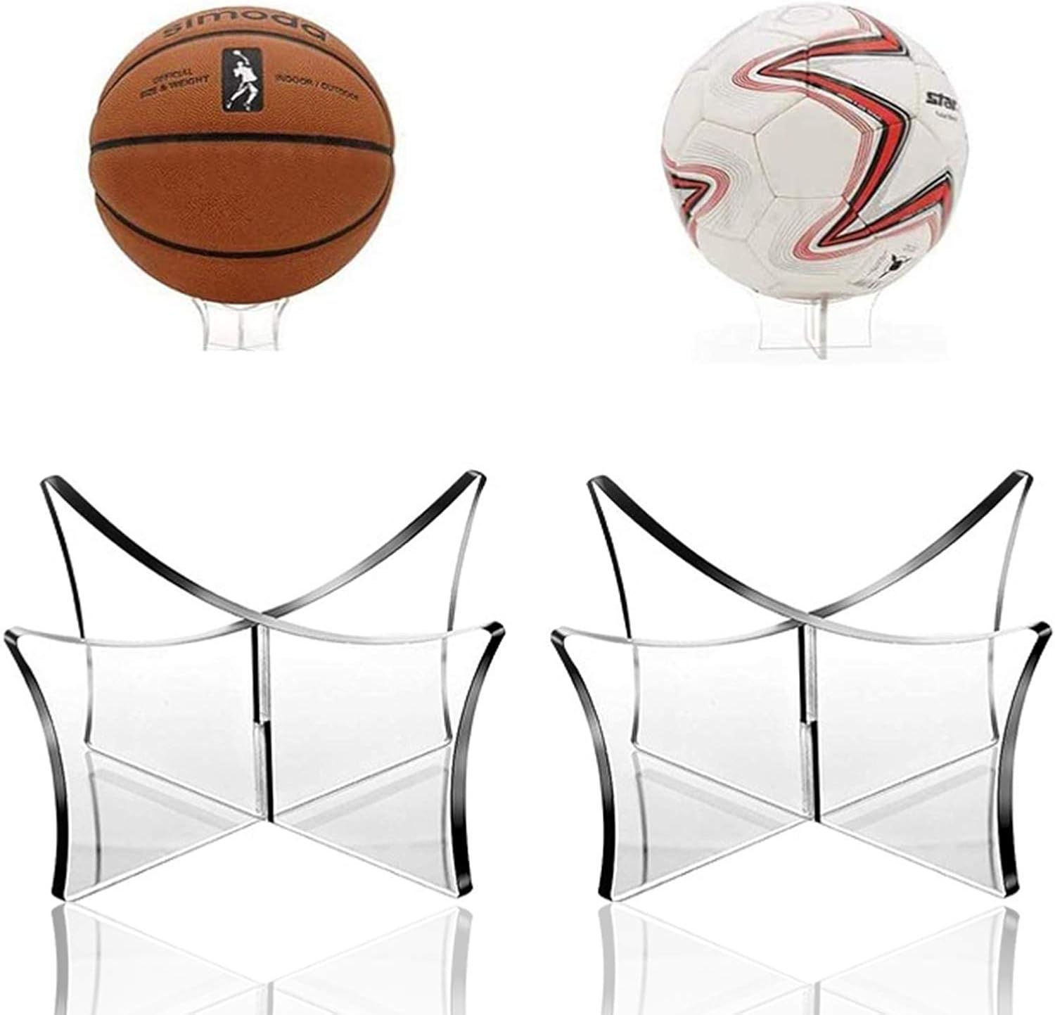 Wohlstand 2 Pieces Football Stand Holder,Acrylic Ball Display Stand
