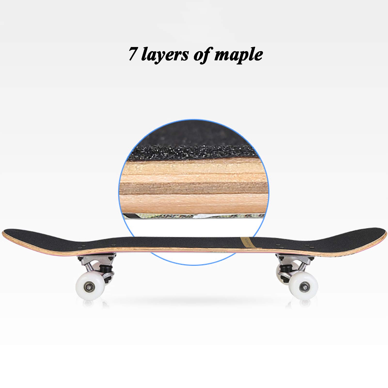 RajoNN Skateboards für Teenager, Standard-Skateboards für Kinder, Jungen, Mädchen, Jugendliche, Anfänger, Starter-Komplett-Skateboards, 31 x 8 Zoll, 7 Schichten Ahorn, Pro Cruiser,