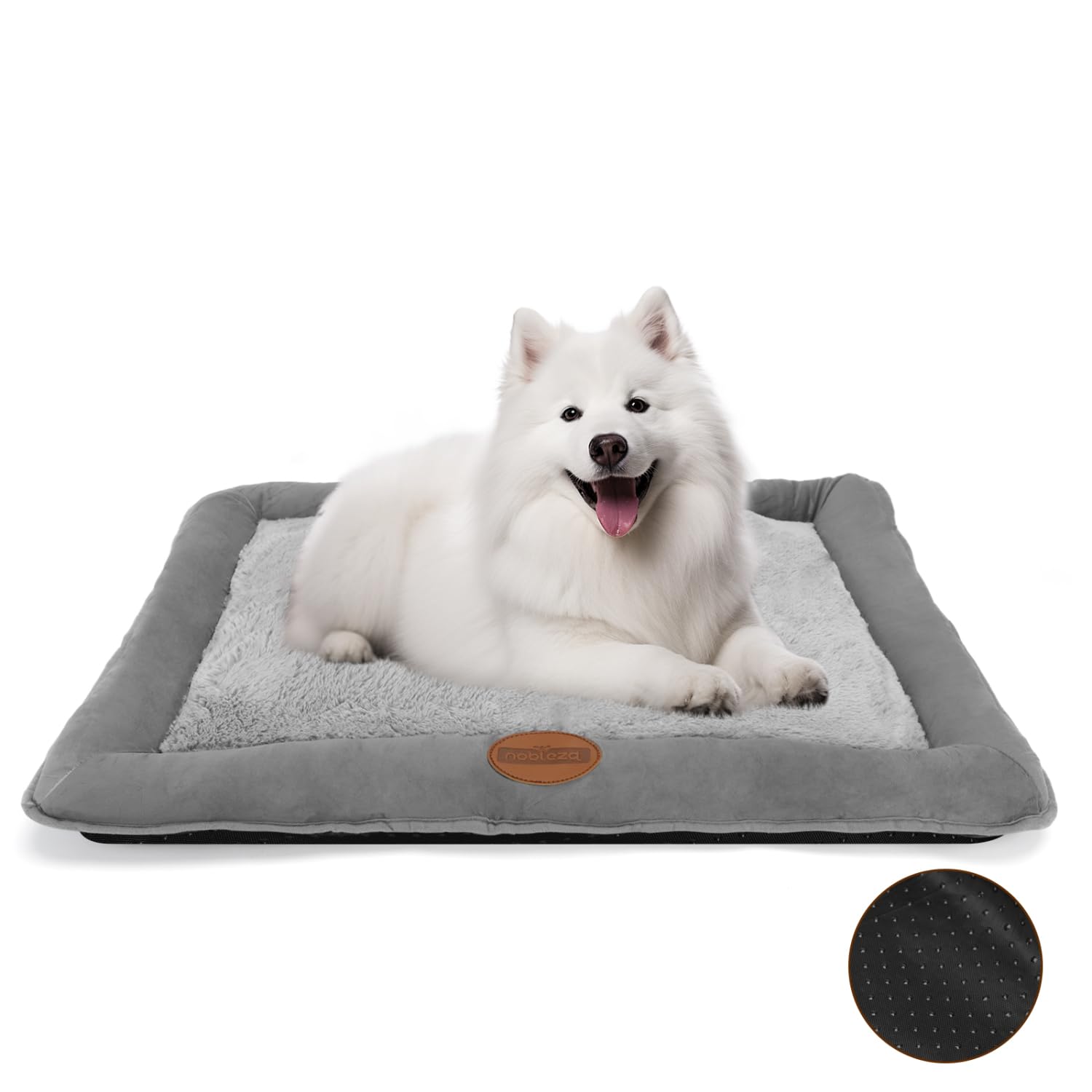 Nobleza Dog Bed Mat Large Dogs Bed Washable Dogs Crate Mattress Pet Bed for Crate Dog Cushion Beds Grey Pets Beds Cosy Comfort Pets Pad Pet Mat for Puppy Cat Kitten 95x75cm