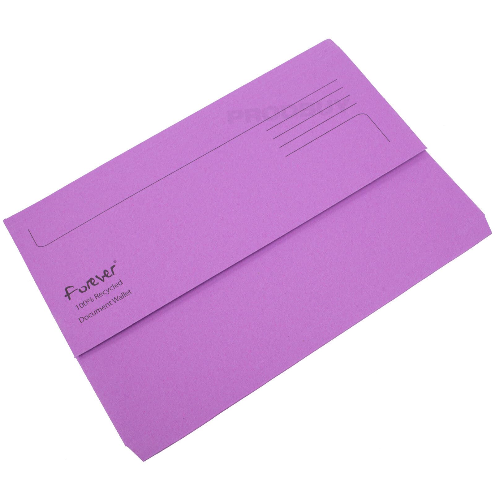 Set of Colour Foolscap Document Wallets 300gsm Card Files A4 Paper Folders (50, Purple)
