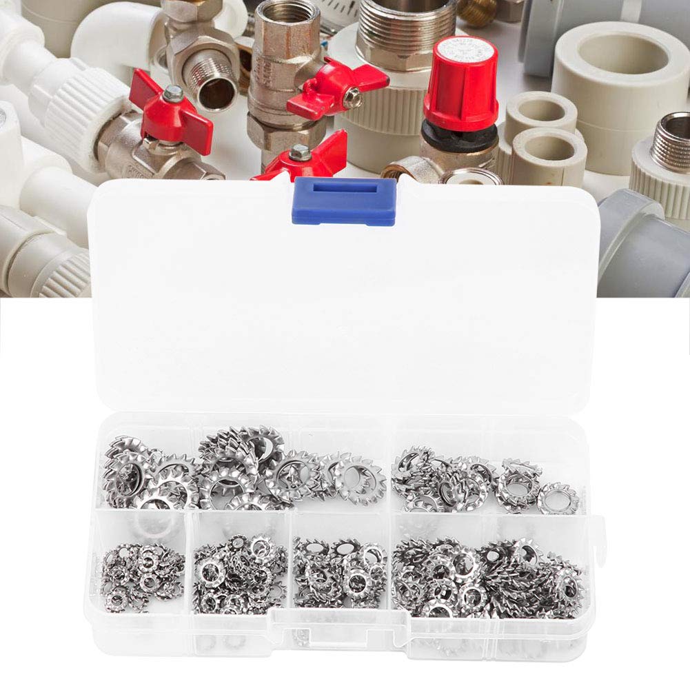 300pcs External Tooth Lock Star Washer Stainless Steel AntiLoose Gasket Washers Lock Washers Assortment Kit M2.5 M3 M4 M5 M6 M8 - Image 3