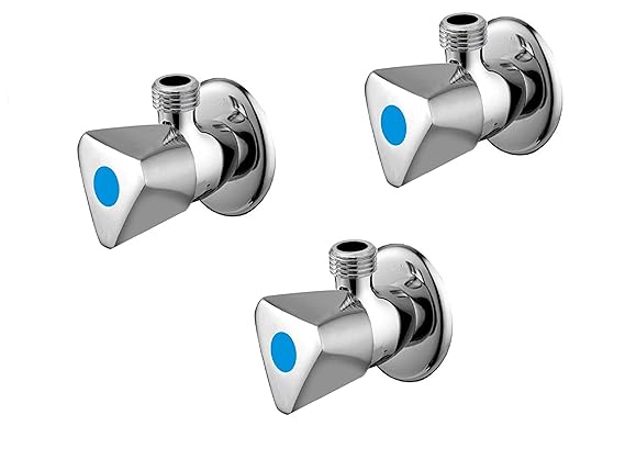 OLEANN Acura Angle Valve with Flange - for Bathroom Kitchen Geyser Basin Angle Cock Faucet (Wall Mount Installation Type) Set of-3