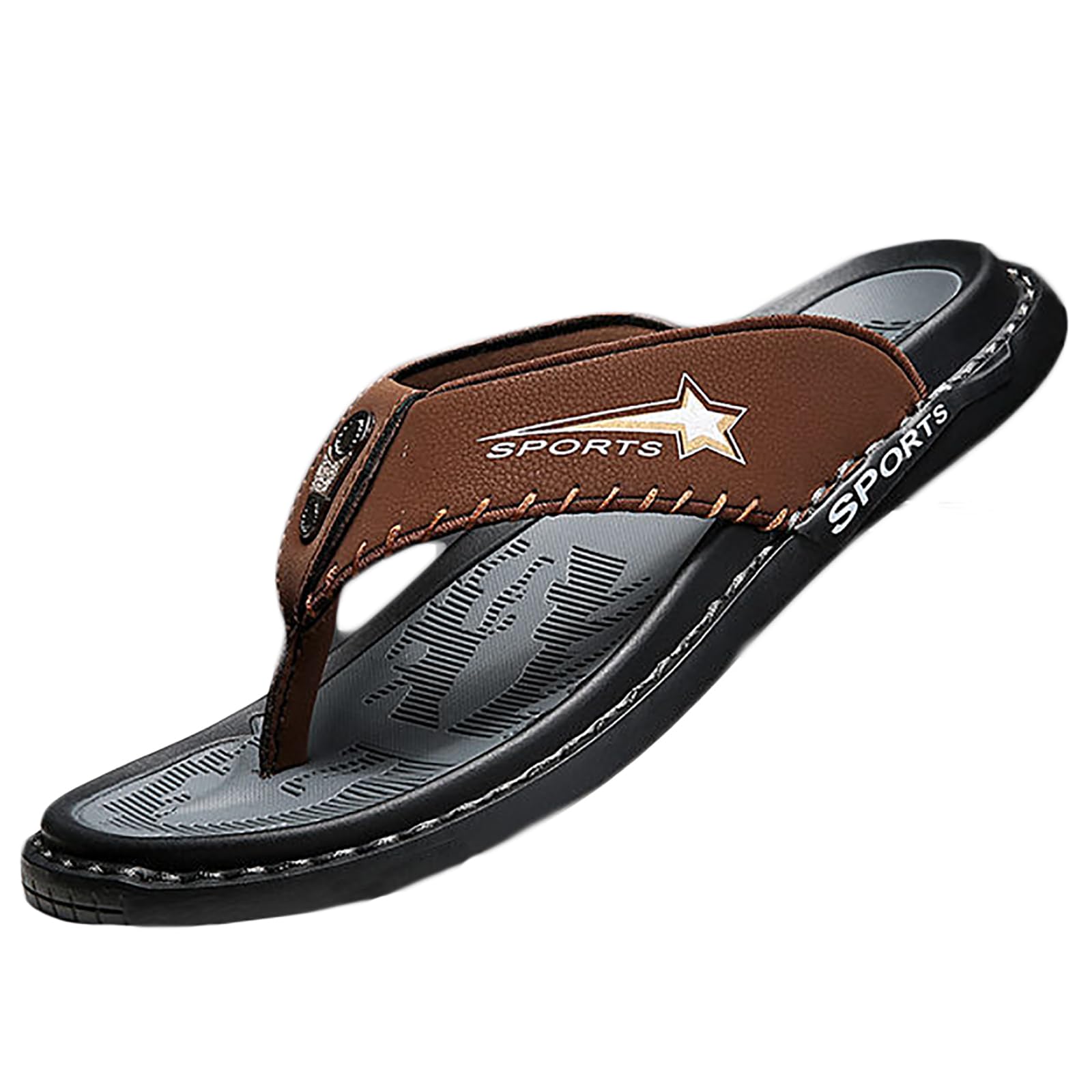 Chanclas Cuero para Hombre Verano Exterior Sandalias de Playa Zapatillas de Montaña Senderismo(Size:38 EU,Color:Marrón)