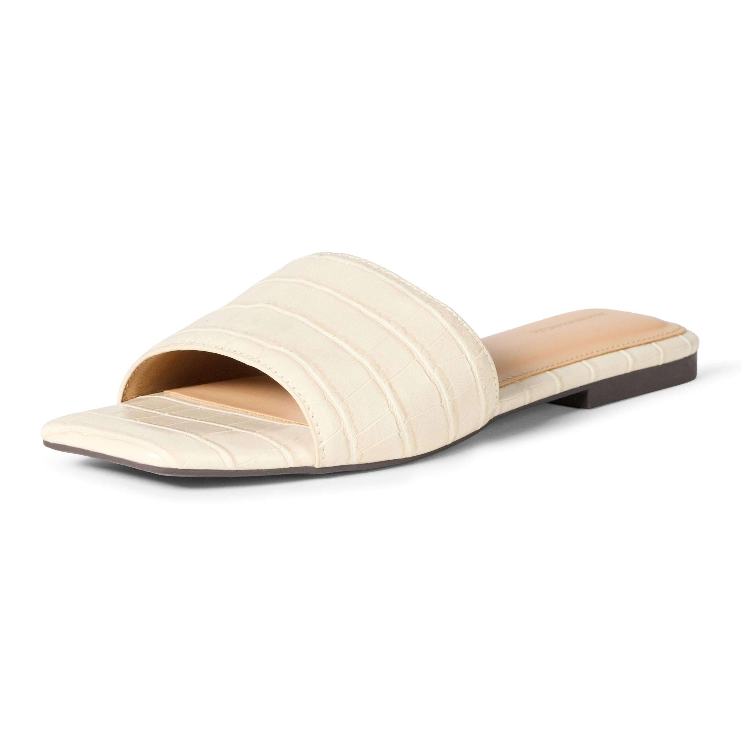 Amazon Essentials Sandales à enfiler Femme, Faux Crocodile Crème, 41.5 EU