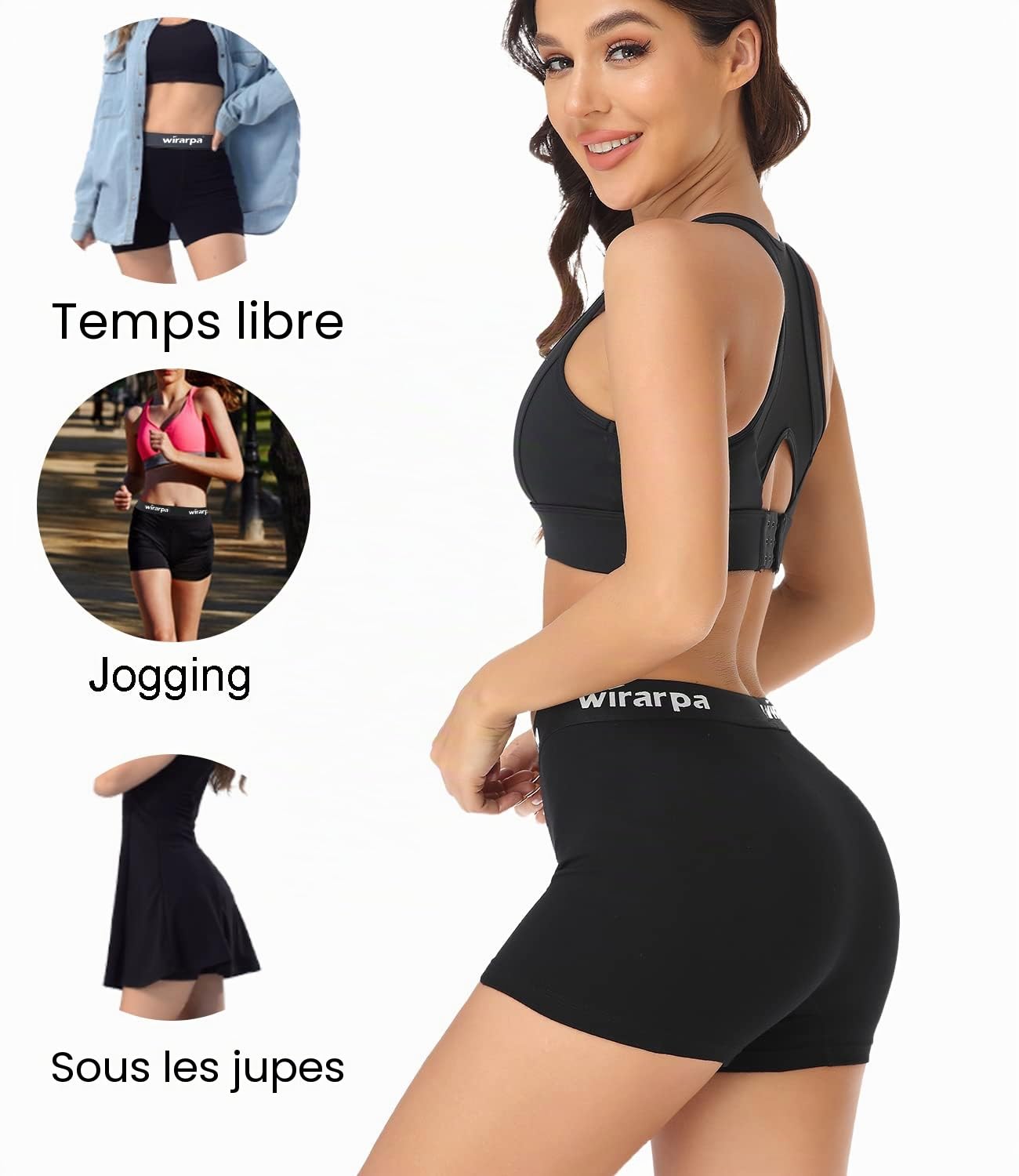 wirarpa Boxer Femme Coton Shorty Anti Frottement Shorts Caleçons Femmes 3'' Inseam Lot de 4