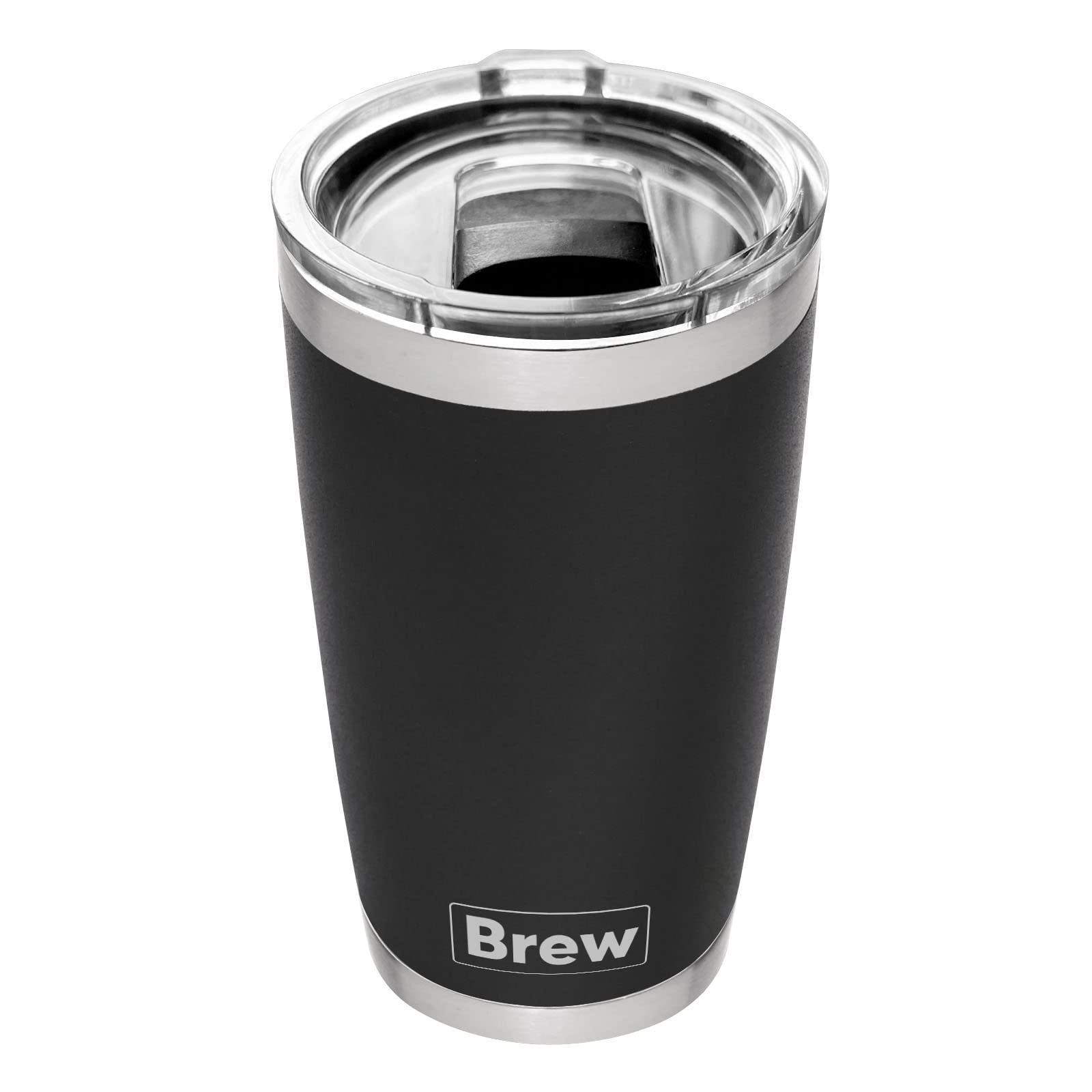 Brew 568ml / 20oz.Travel Coffee Mug - Coffe Cup - Magnatic Slider Lid - Double wall Insulated Vacume Staineless Steel Thermos - Car,Office,Outdoor - Easy clean - Hot&Cold - Gift for him & her (black)