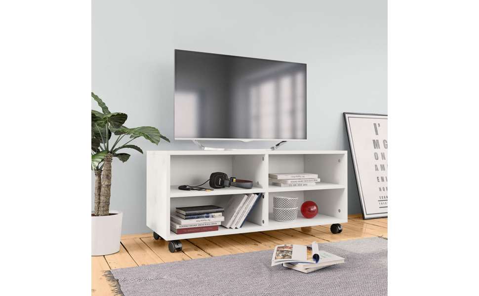 Mobile TV Bianco Con Cassetto E Scomparto – Salvaspazio, Facile Da Pulire, Adatto A Soggiorno E Camera
