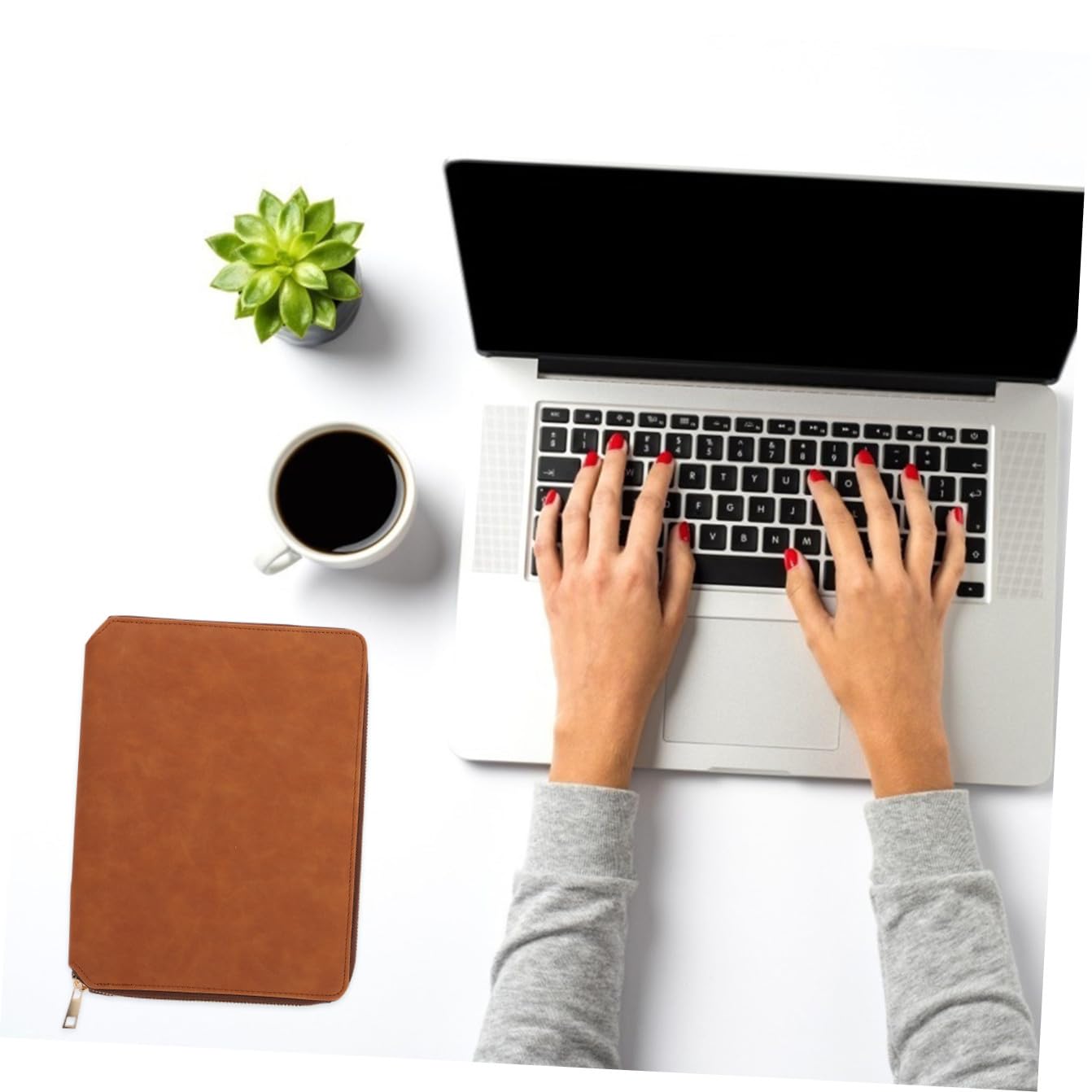 CALLARON Bloc-notes A5 Professionnel avec Fermeture Éclair, Carnet à Feuilles Détachables en Simili Cuir Marron, Cahier Organiseur pour Bureau et Usage Quotidien, Accessoire de Papeterie