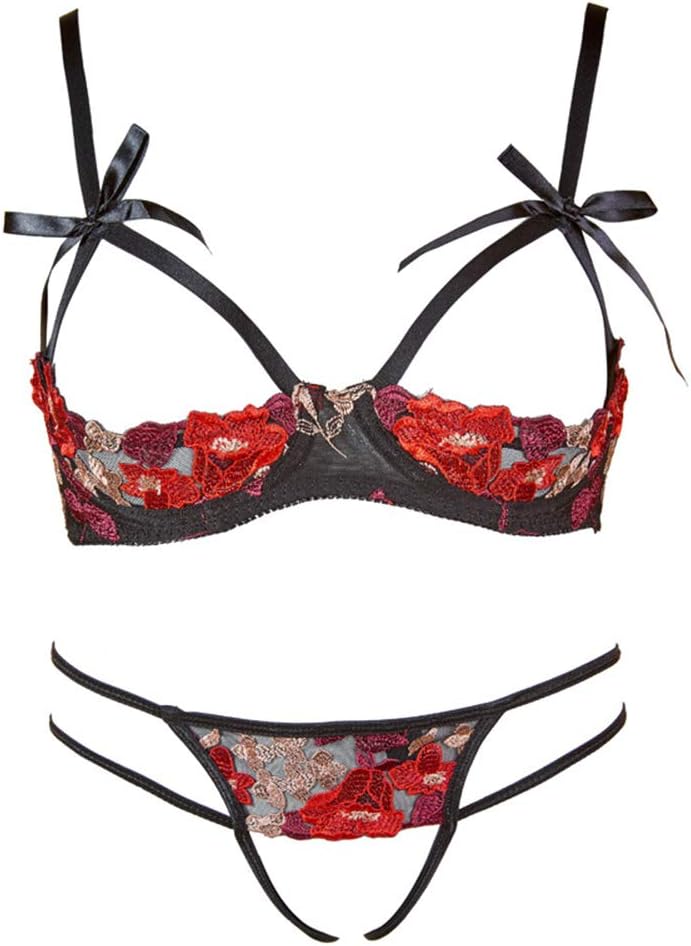 paloli 2 Piece Sexy Lingerie Set for Women Bra and Panty Set Babydoll-Open Thong