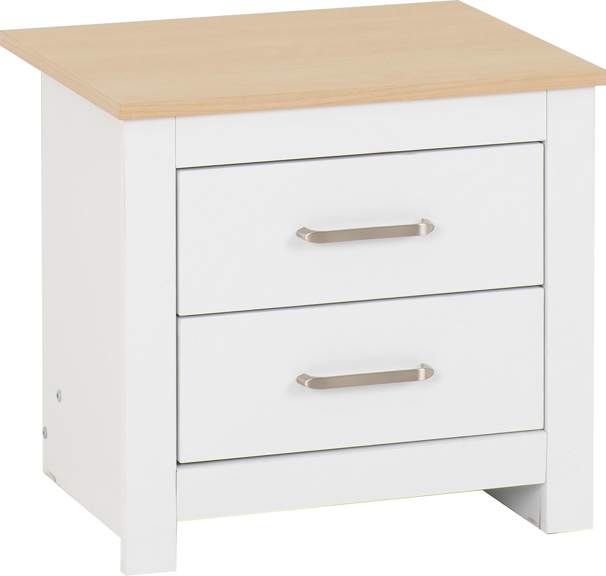 Seconique Portland 2 Drawer Bedside in White/Oak Effect