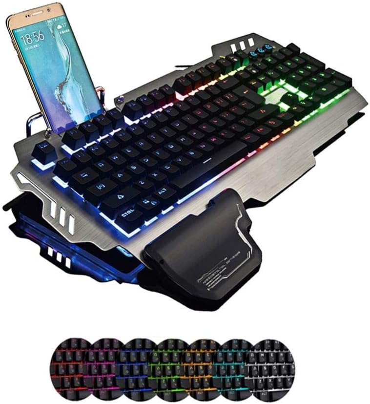 LEOSW Colorful Backlight Mechanical Gaming Keyboard, 104 Keys Waterproof ABS Material Keyboard
