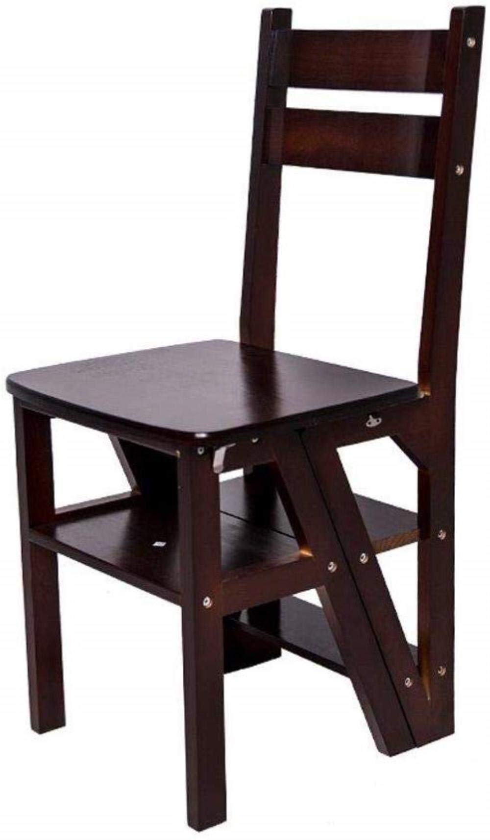 Wooden Folding Ladder Stool Chair Dual-use Multi-Function Climbing Ladder Home 4 Step Ladder Stepladders (Cherries Color)