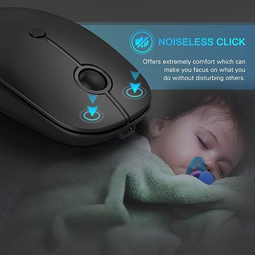 Miniatura 5 de Vssoplor - Mouse inalámbrico tipo C, modo dual 2.4G, mouse inalámbrico USB C inalámbrico con nano USB y receptor tipo C compatible con PC, laptop,