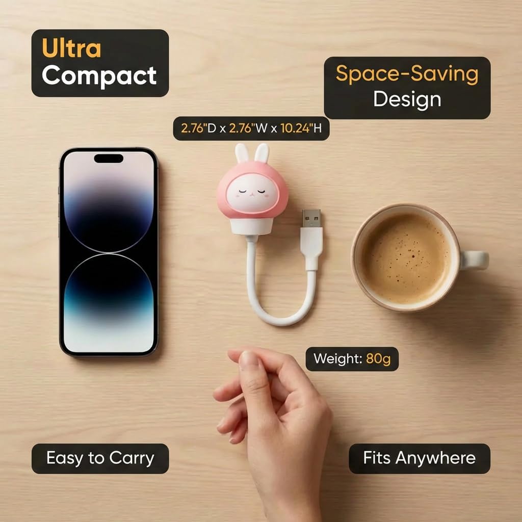 Smart Voice Activated Night Light - USB Plug-in, Dimmable Soft Lighting with Timer for Nursery, Baby Kids Bedroom & Breastfeeding,Portable Voice Control Lamp (Rabbit)