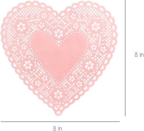 Miniatura 2 de Hygloss Doilies de corazón  18 piezas  8 pulgadas de papel rosa en forma de corazón para manualidades de San Valentín, ajustes de mesa  Ideal para