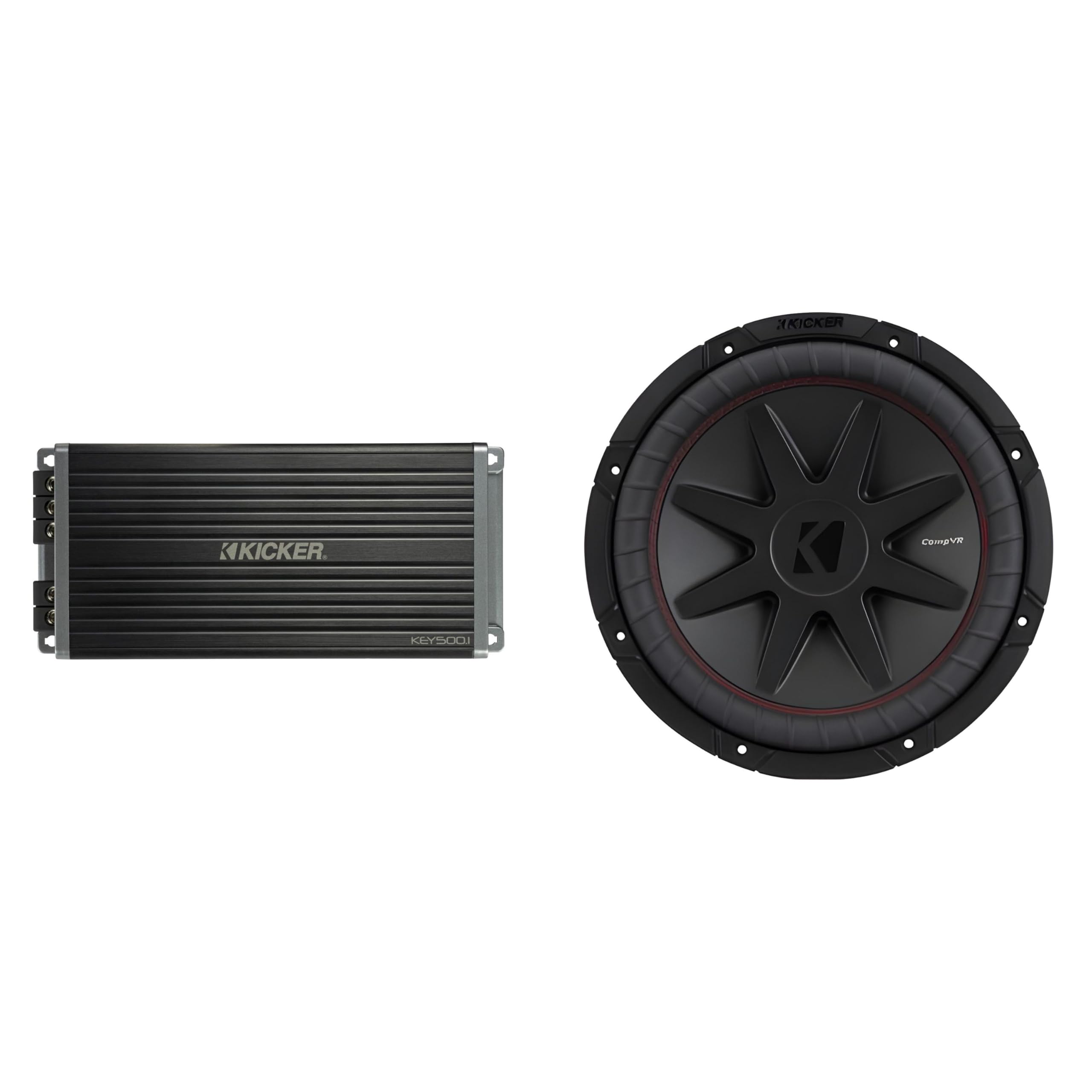 Kicker 12 Inch CVR Woofer Includes 52CVR124 Package with 47KEY5001 Amplifier