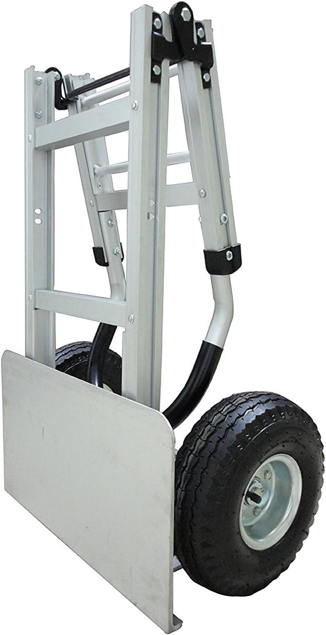 Full Size Aluminum Folding Hand Truck / Dolly Extra Large Nose Plate with 10 Hard Rubber Tires.