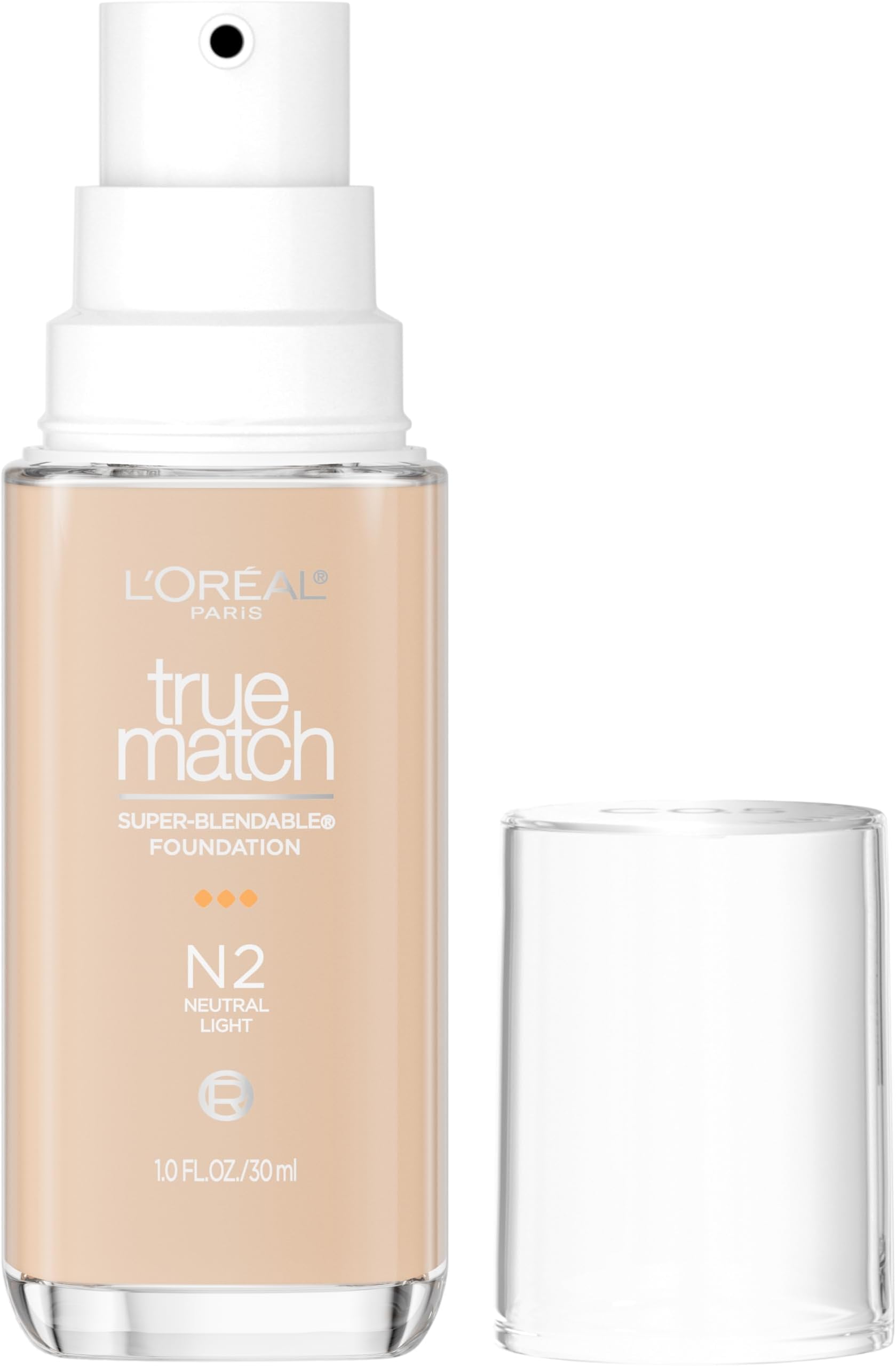 True Match Super-Blendable Foundation, Medium Coverage Liquid Foundation Makeup, N2, Light, 1 Fl Oz