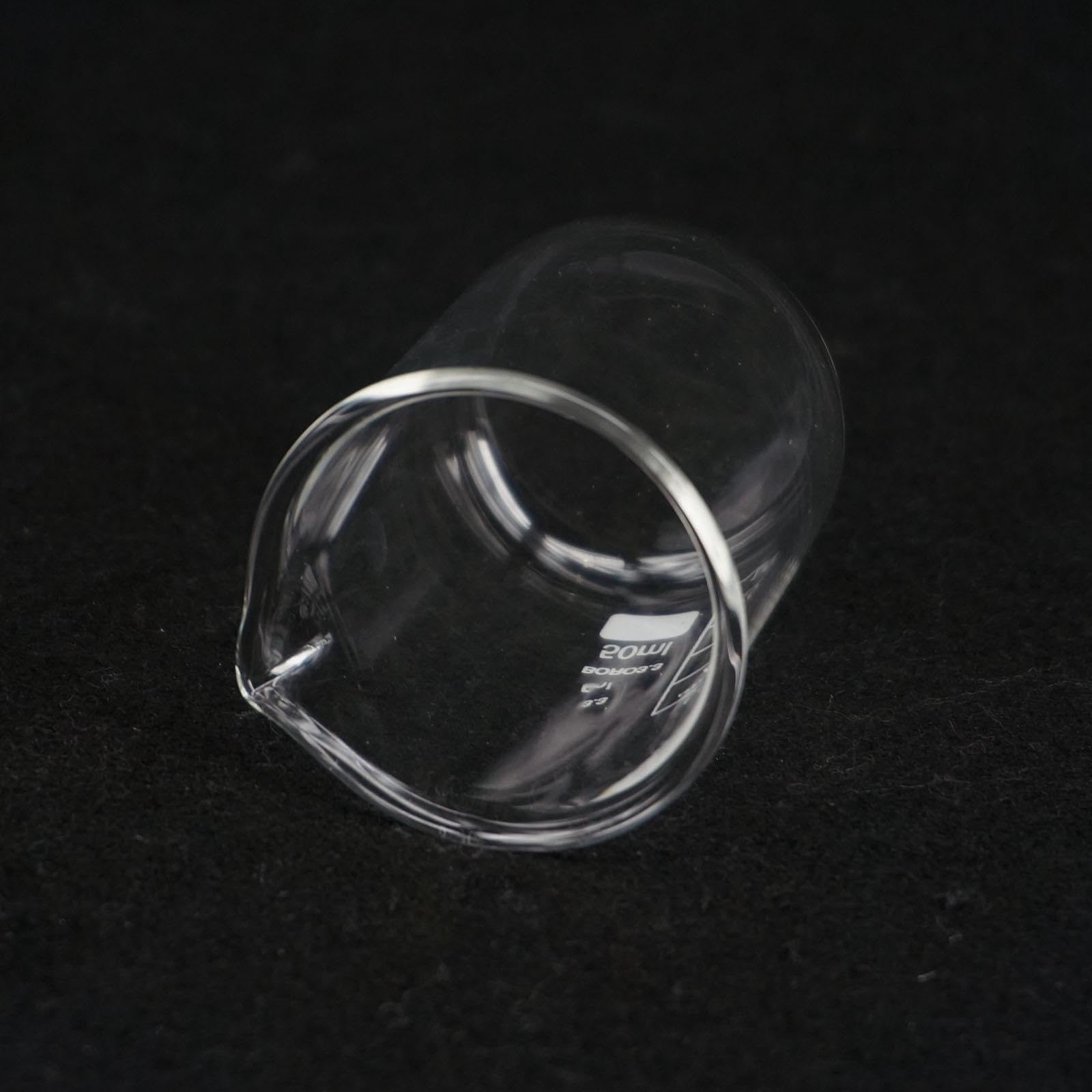 Provetta graduata in vetro, Becher da laboratorio a basso profilo in vetro borosilicato 50 ml con beccuccio versatore