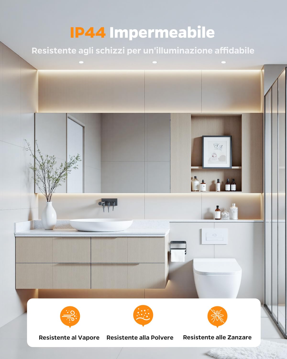 Sanyoung Faretti LED da Incasso per Cartongesso Dimmerabile 5W, Set di 20 | Foro 65-80mm, Luce Caldo Luce Naturale Luce Freddo, 380LM, Impermeabile IP44, Faretto LED 220V per Bagno