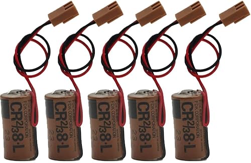 YICUAA - Paquete de 5 baterías de litio compatibles con Fuji CR2/3 8.L 2000mAh 3V PLC FDK CR2/38.L enchufe marrón