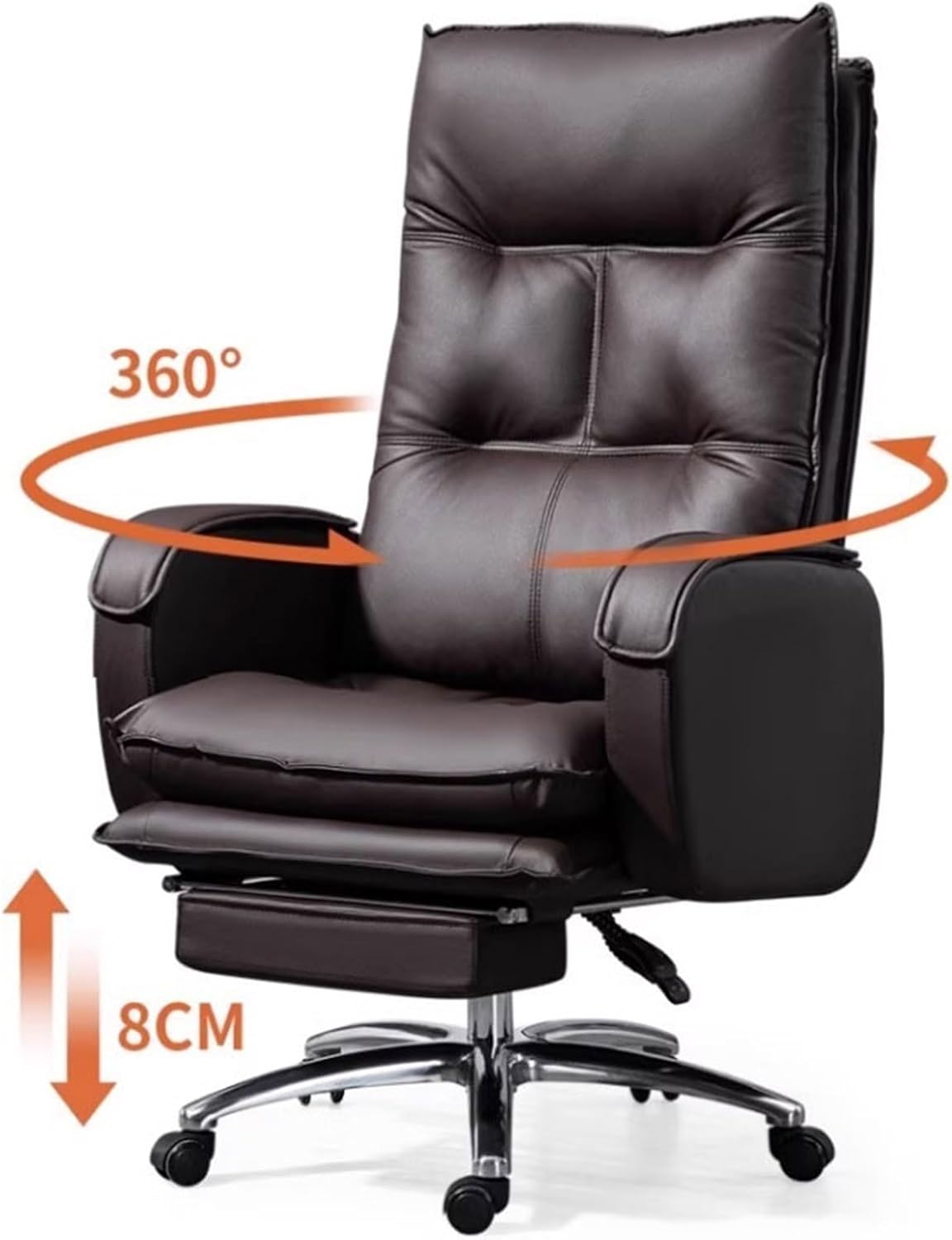 Office Chair Comfortable Sedentary Office Chair Household Reclining Computer Chair Lazy Sofa Chair Microfiber PU Leather Swivel Chair Office Computer Desk Chair(A)