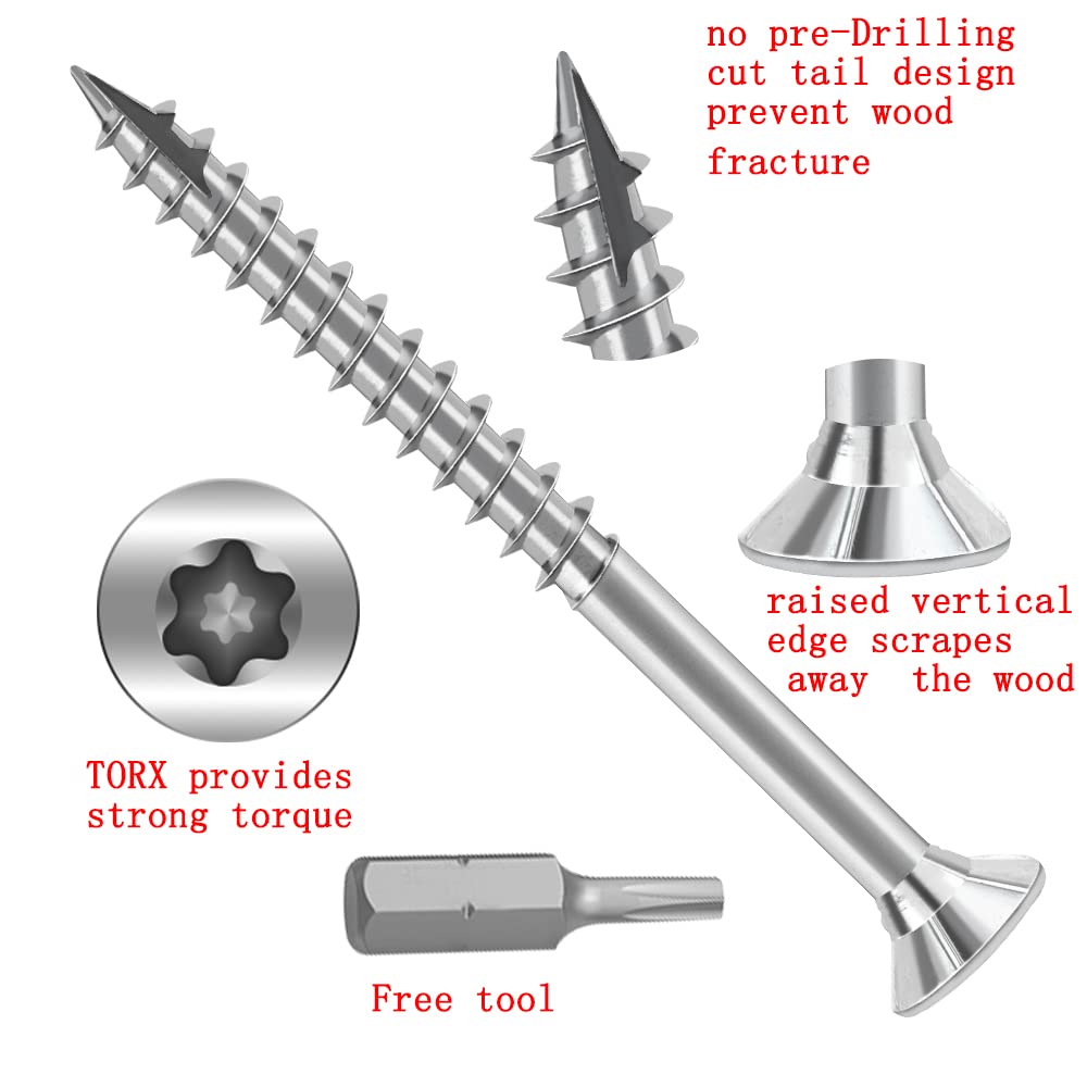 S.tarrkk.*・ Wood Screws #6 × 1 inch Torx Star Drive Deck Screws Flat
