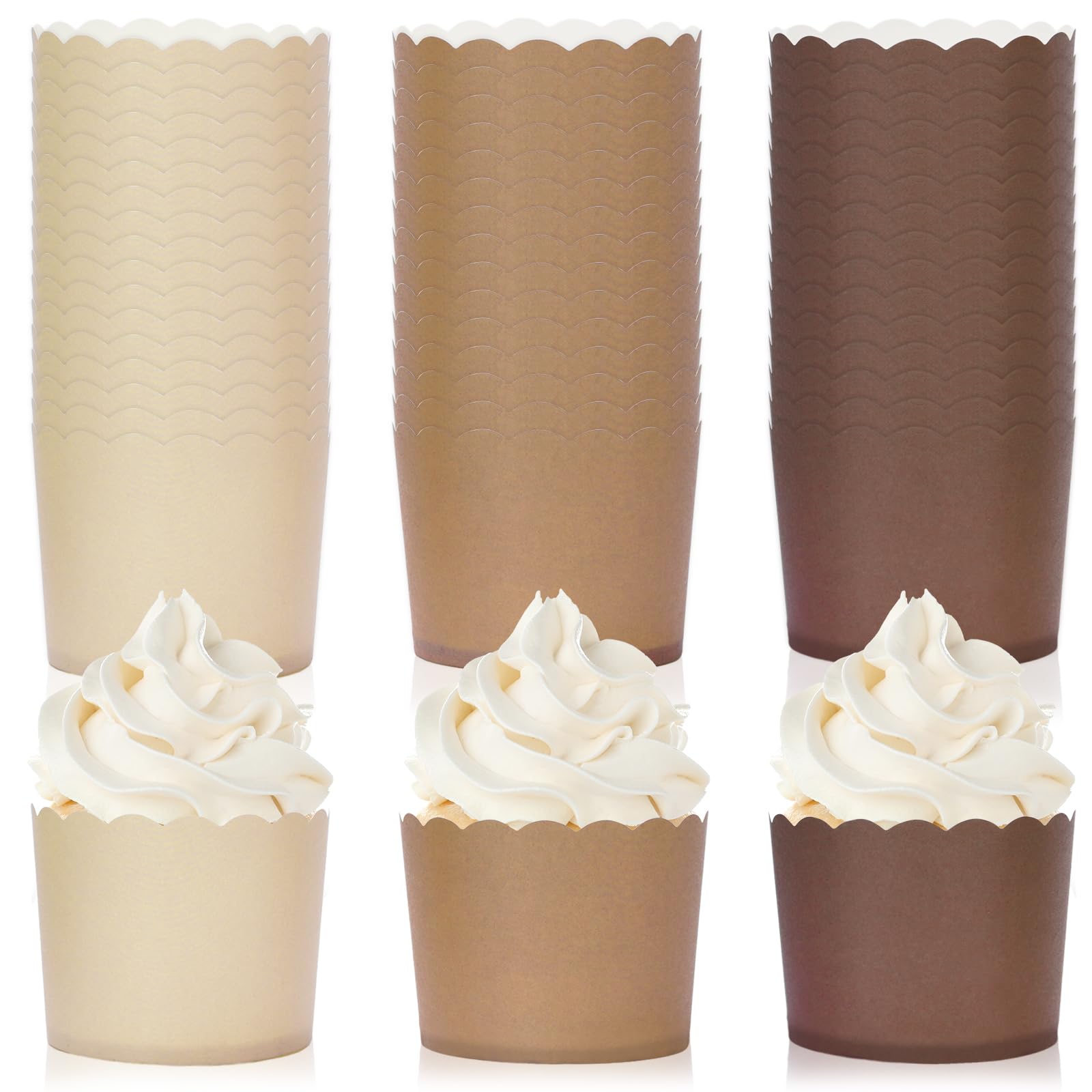 Caissettes de cuisson cupcakes Whaline marron en papier x120