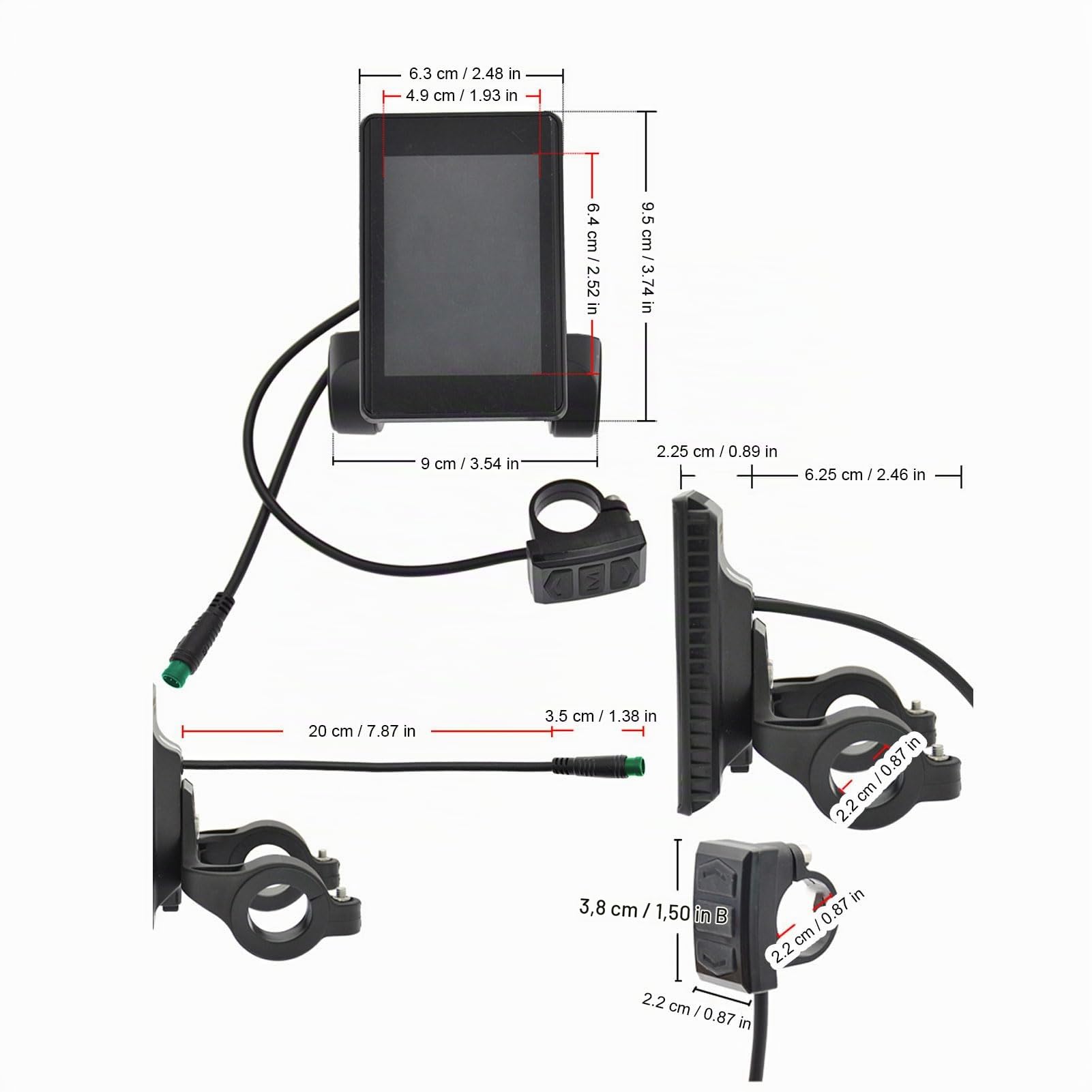 SENECESLI Elektrofahrrad LCD Display, 5 Pin E Fahrradanzeigescheibe Bedienfeld Wasser, Geeignet für Elektrofahrräder Modifikation Geeignet