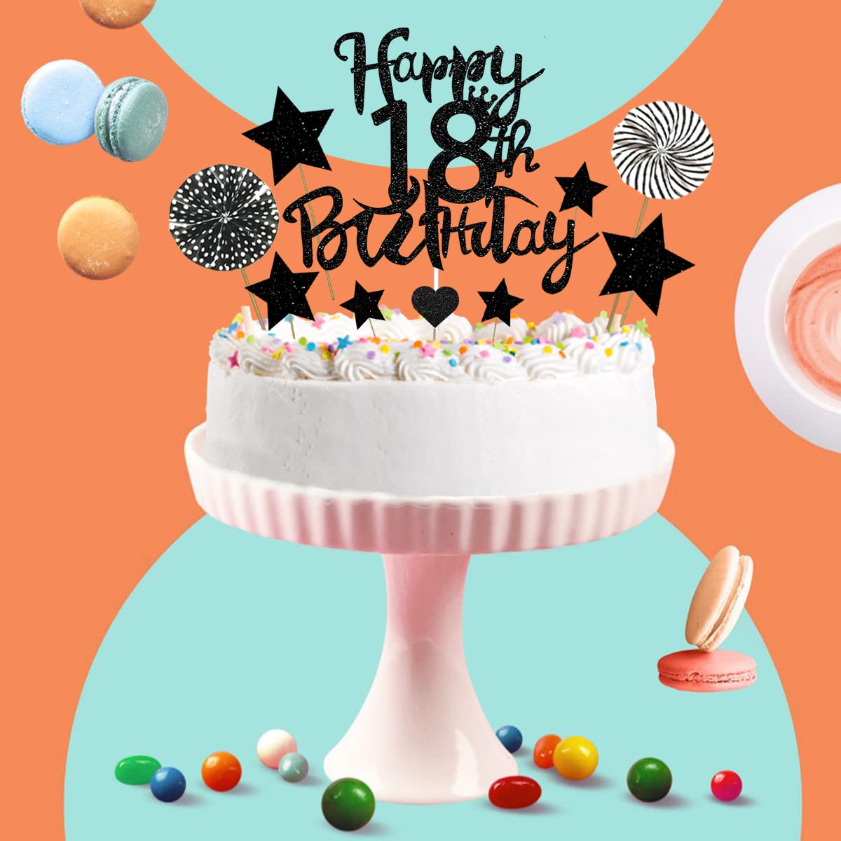 18. Geburtstag Deko JUNGE - ENDLICH VOLLJÄHRIG Fotogirlande Mit 18 Karten - Schwarz Glitzer Für Fotos Von 1-18 Jahren