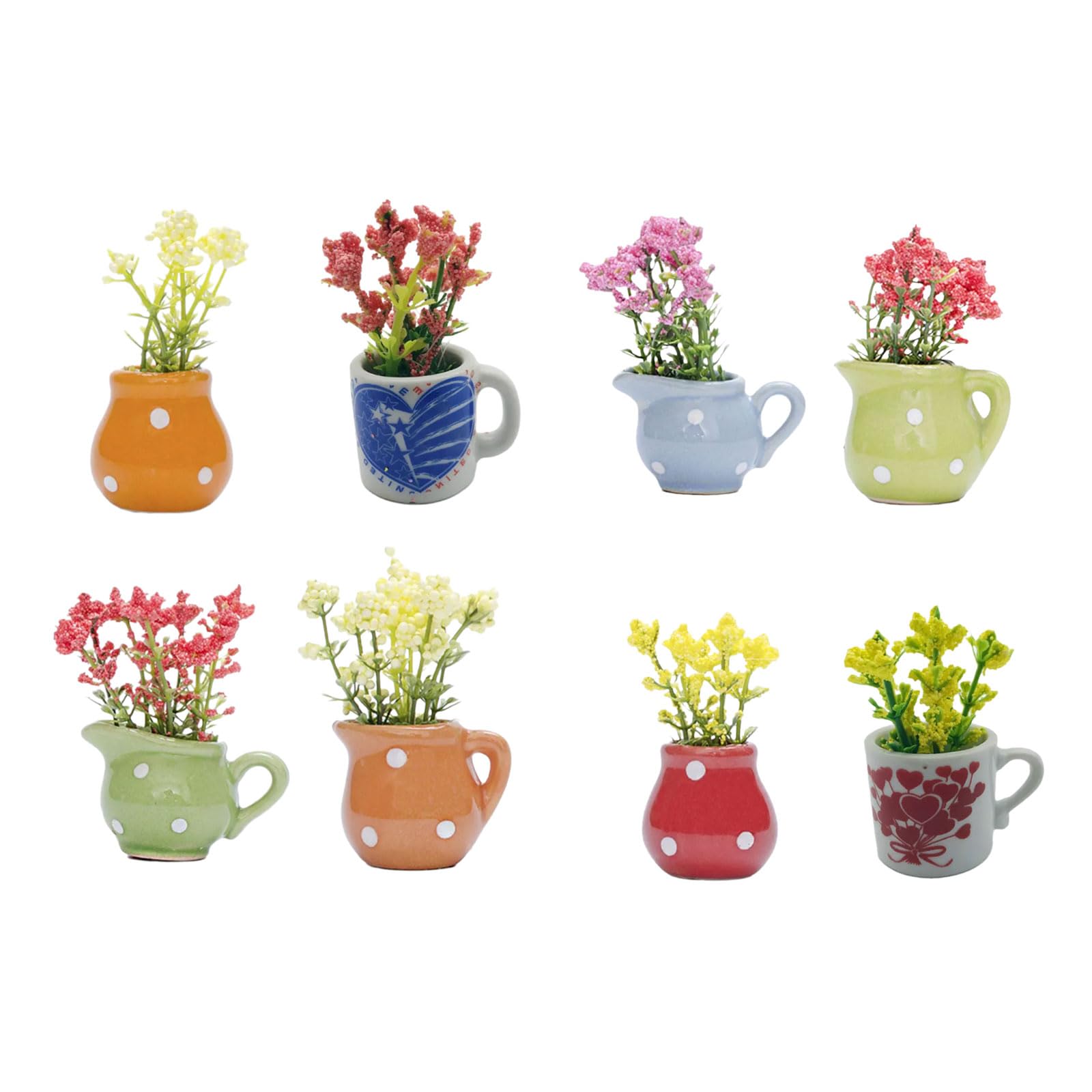Kalttoy 8Pcs Miniature Vases for Refrigerator Strong Holding Resins Flower Pots Fridge Magnets Kitchen Home Decoration Miniature Buds Vase Magnets