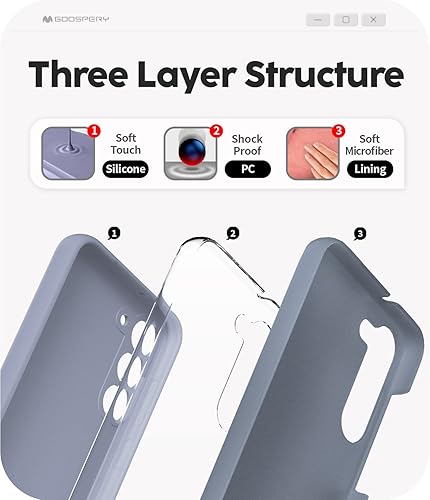 Miniatura 3 de GOOSPERY Funda de silicona líquida diseñada para Galaxy S23 Plus, sedosa, suave al tacto, protección de cuerpo completo, a prueba de golpes, con