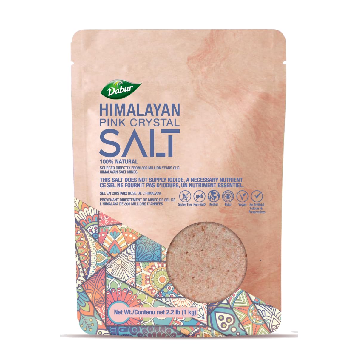 Dabur Himalayan Crystal Salt - Natural Goodness of Authentic Pink Himalayan Salt - Coarse Pink Himalayan Sea Salt - Organic, Gluten-Free, Vegan, Non-GMO, Halal, and Kosher Certified - 1KG