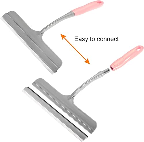 Miniatura 5 de MECCANIXITY Escobilla de ducha de vidrio con orificio para colgar, para vidrio, puerta de ducha, pared de mármol, baño, rosa, azul + beige, paquete