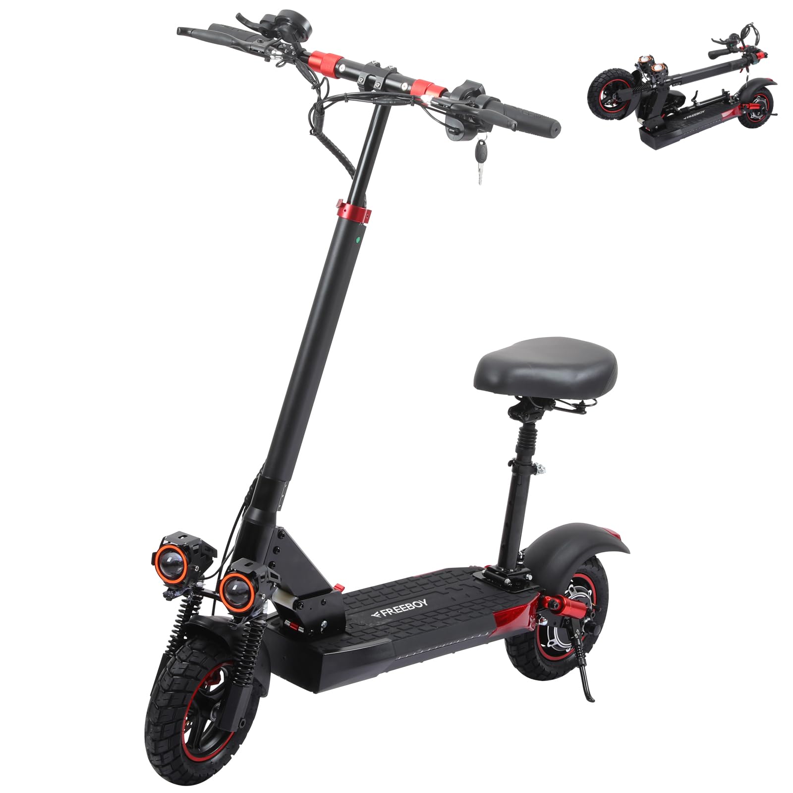 Monopattino Elettrico Adulto con Sella, Scooter Elettrico Pieghevole con Sospensione Completa, 45/50/60KM di Autonomia, 8,5" /10" /11" Pneumatici, Carico massimo 120KG