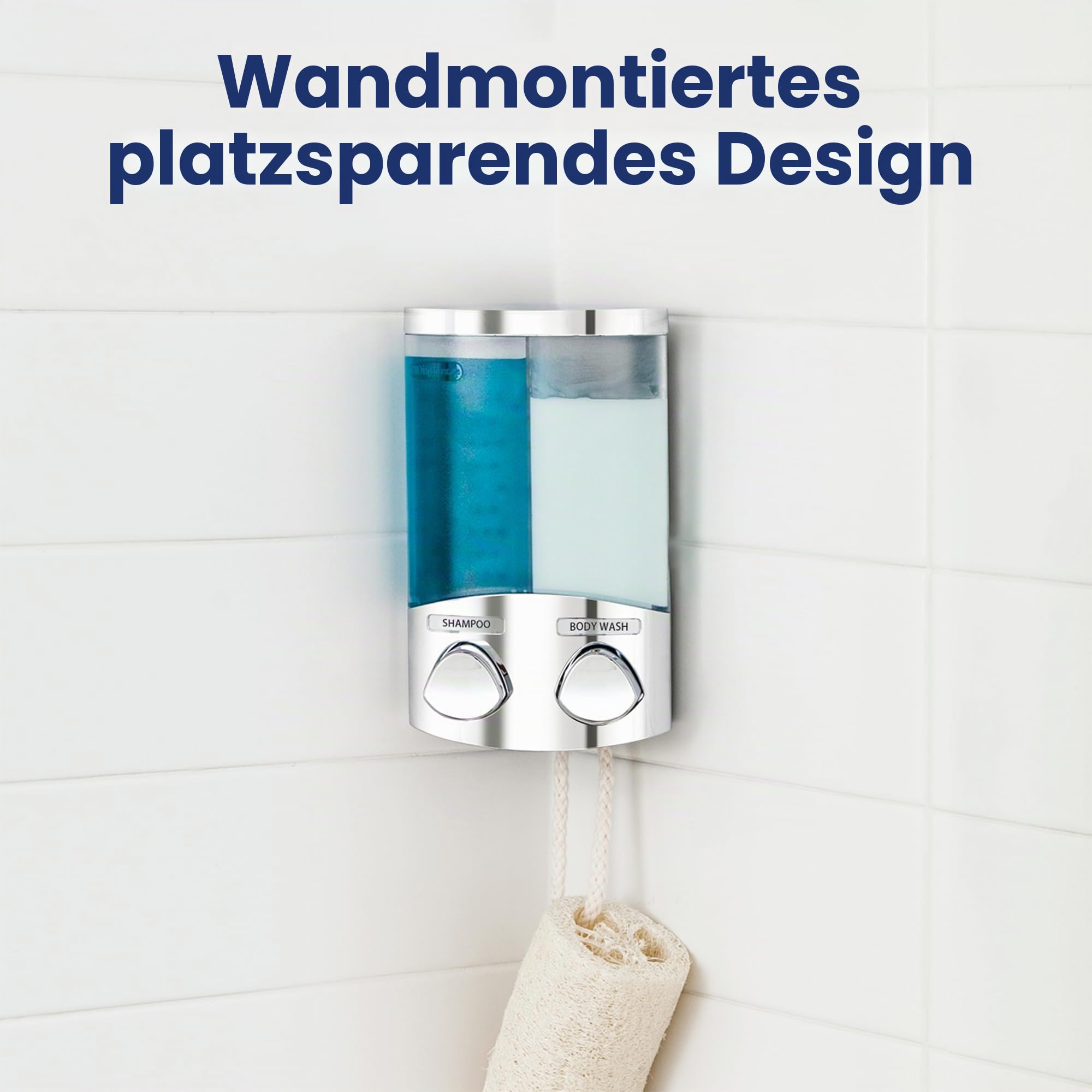 Croydex Seifenspender Wandbefestigung – beseitigt Flaschenchaos, einfaches Nachfüllen mit Einer vordosierten Pumpe für Ihr Duschgel, Shampoo und Spülung, Eck- oder Flachmontage (Chrom, 3 x 450 ml)