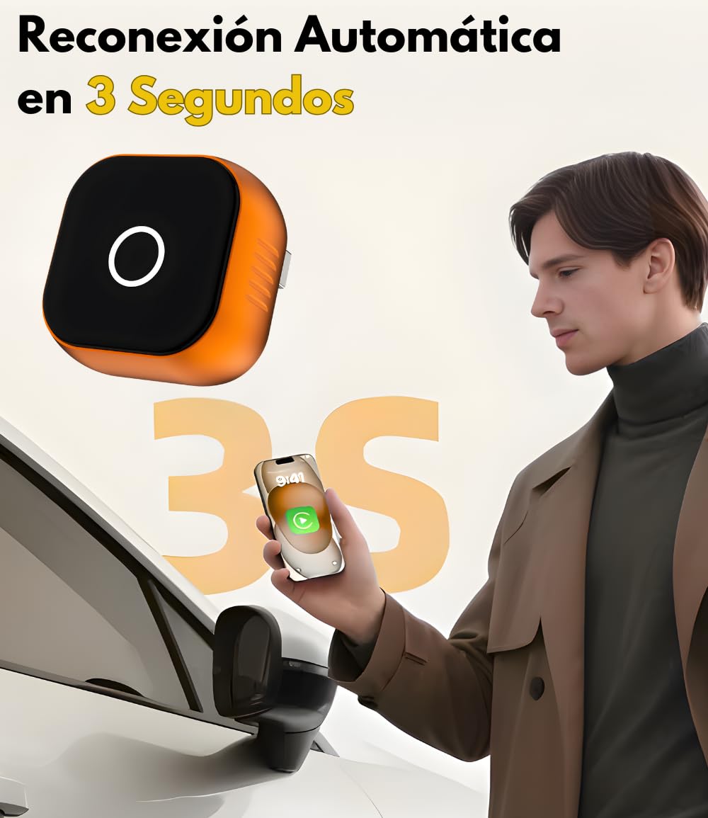 【Carplay Inalámbrico 2026】 Android Auto Adaptador Bluetooth Compatible con iPhone Apple Y Android, Elimina Cables Mejora tu Experiencia con el Coche Conexión Estable y Sin Retrasos (SwiftLink SE MAX) — view 6